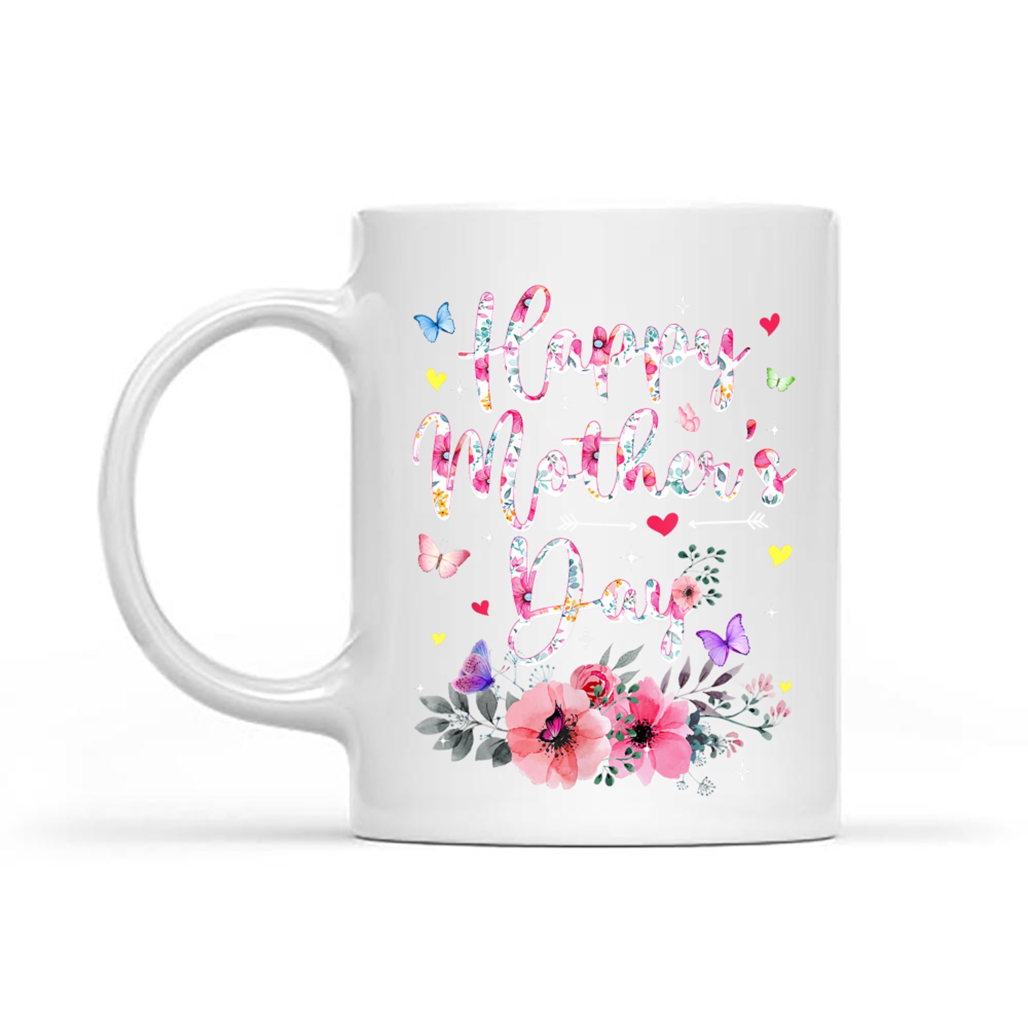Happy Mother's Day With Floral Graphic Cute Mothers Day Mug