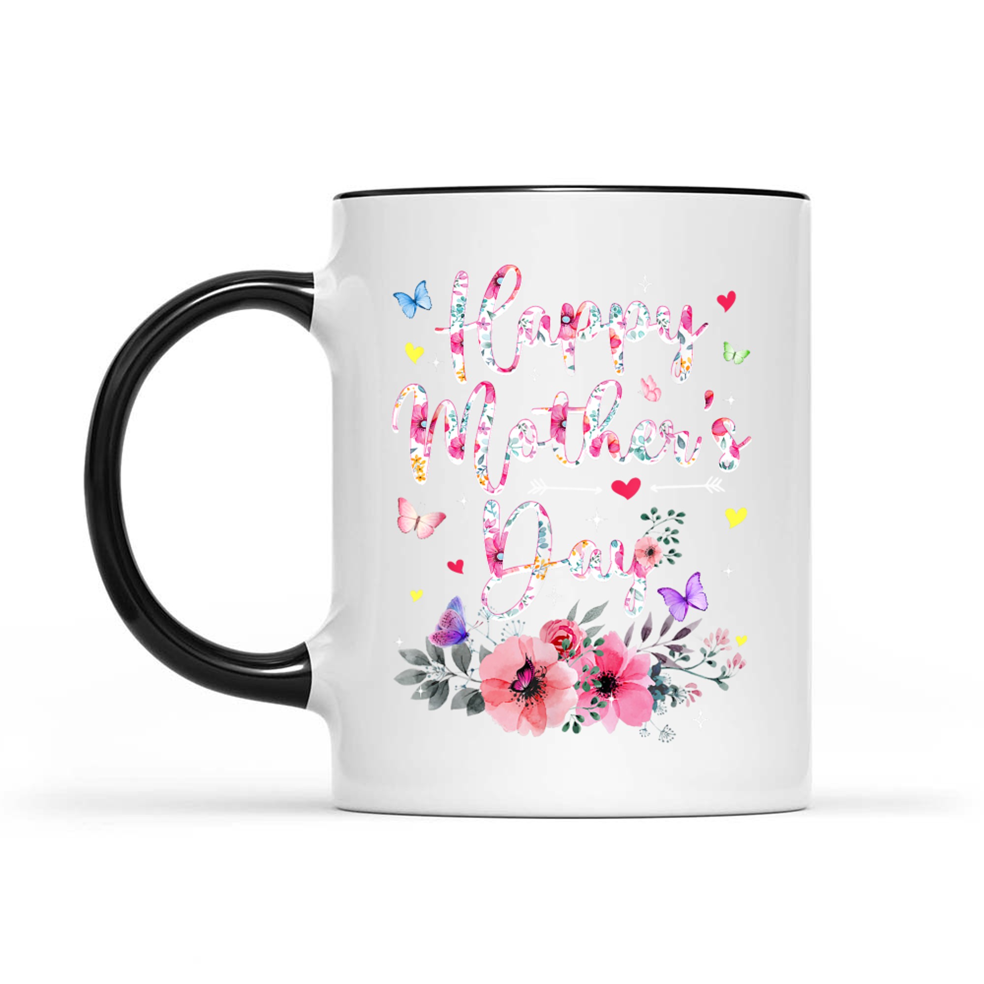 Happy Mother's Day With Floral Graphic Cute Mothers Day Mug