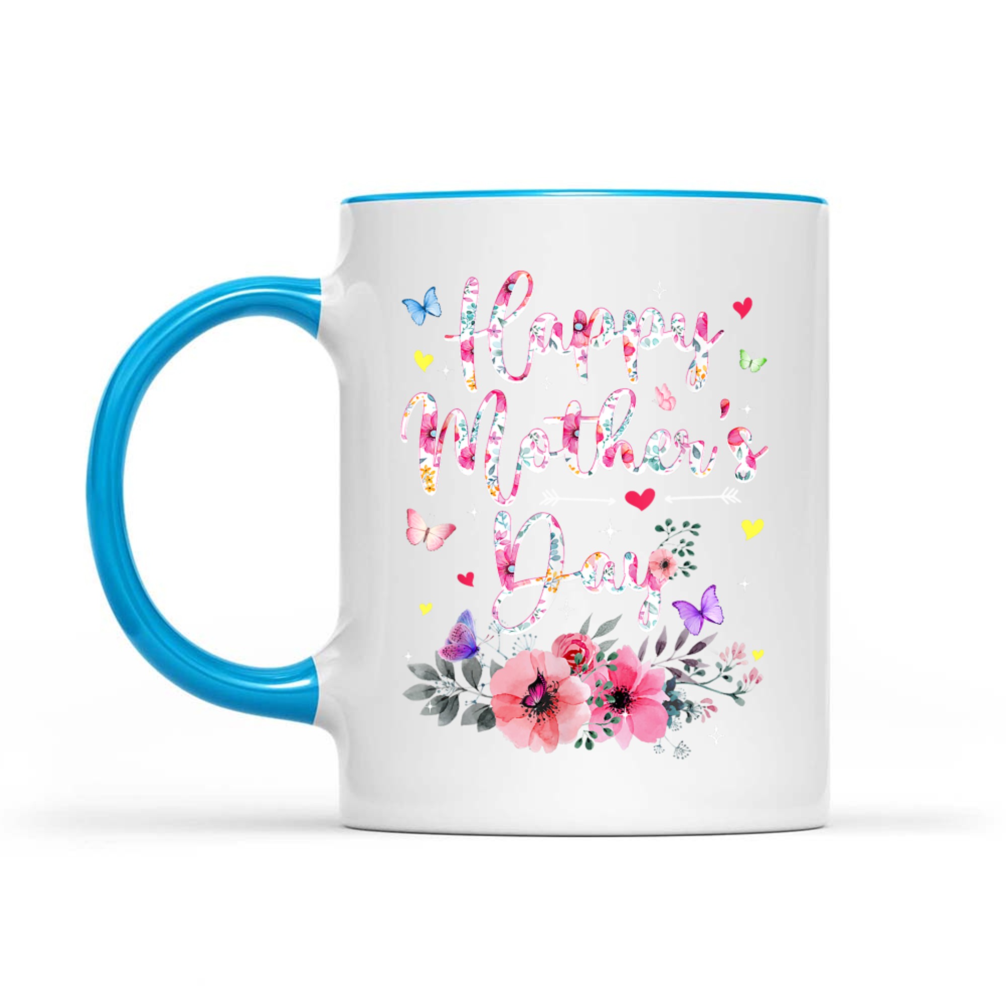 Happy Mother's Day With Floral Graphic Cute Mothers Day Mug