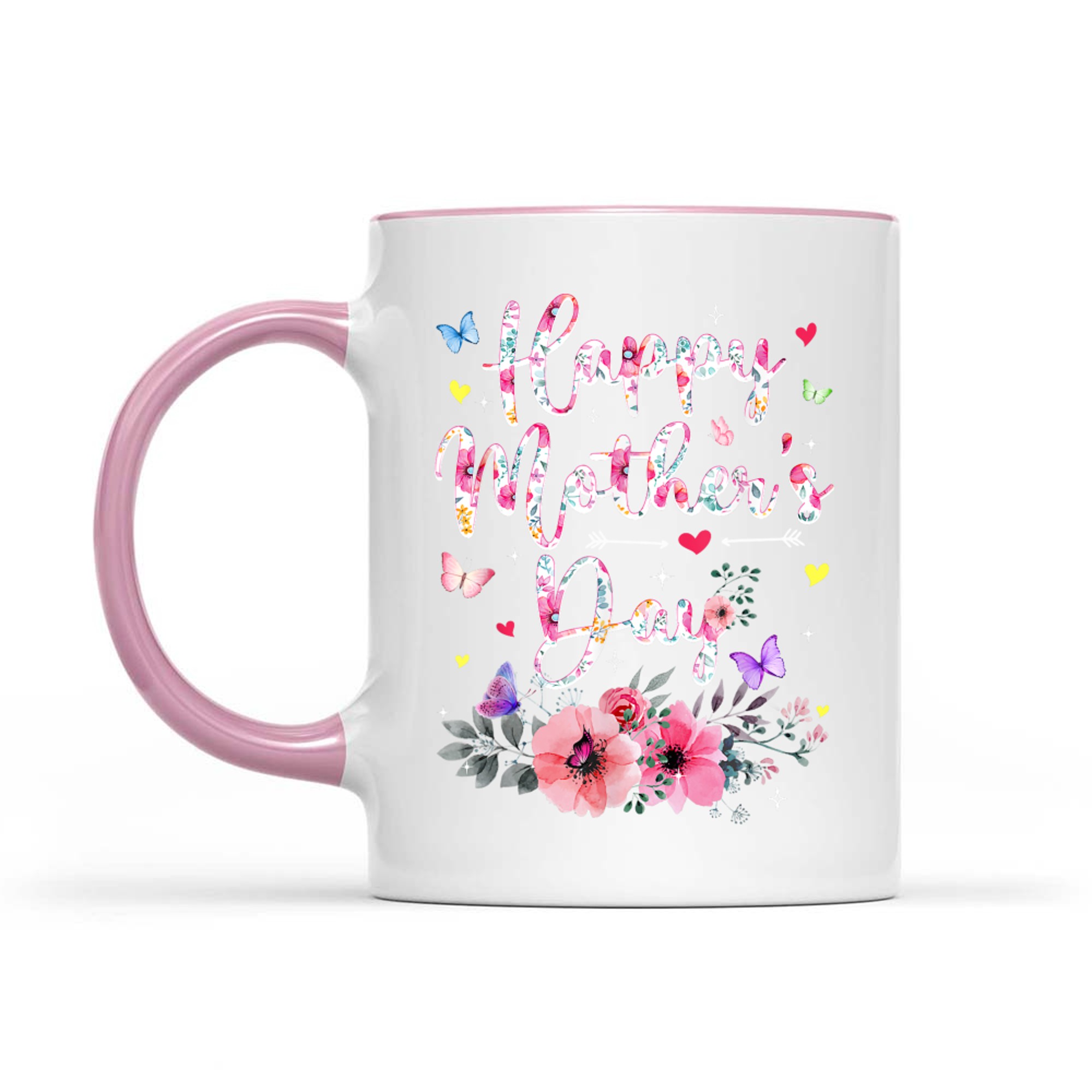 Happy Mother's Day With Floral Graphic Cute Mothers Day Mug