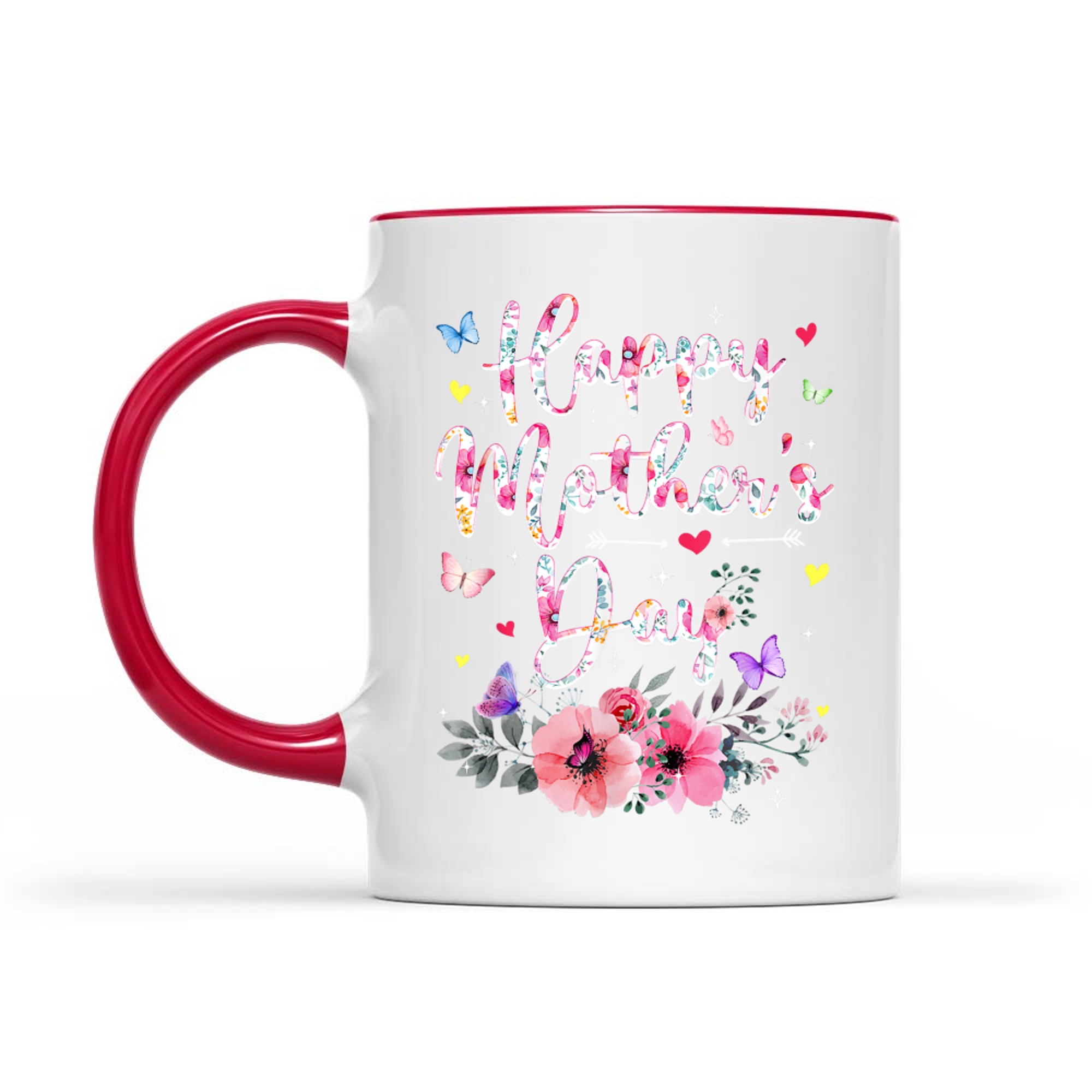 Happy Mother's Day With Floral Graphic Cute Mothers Day Mug
