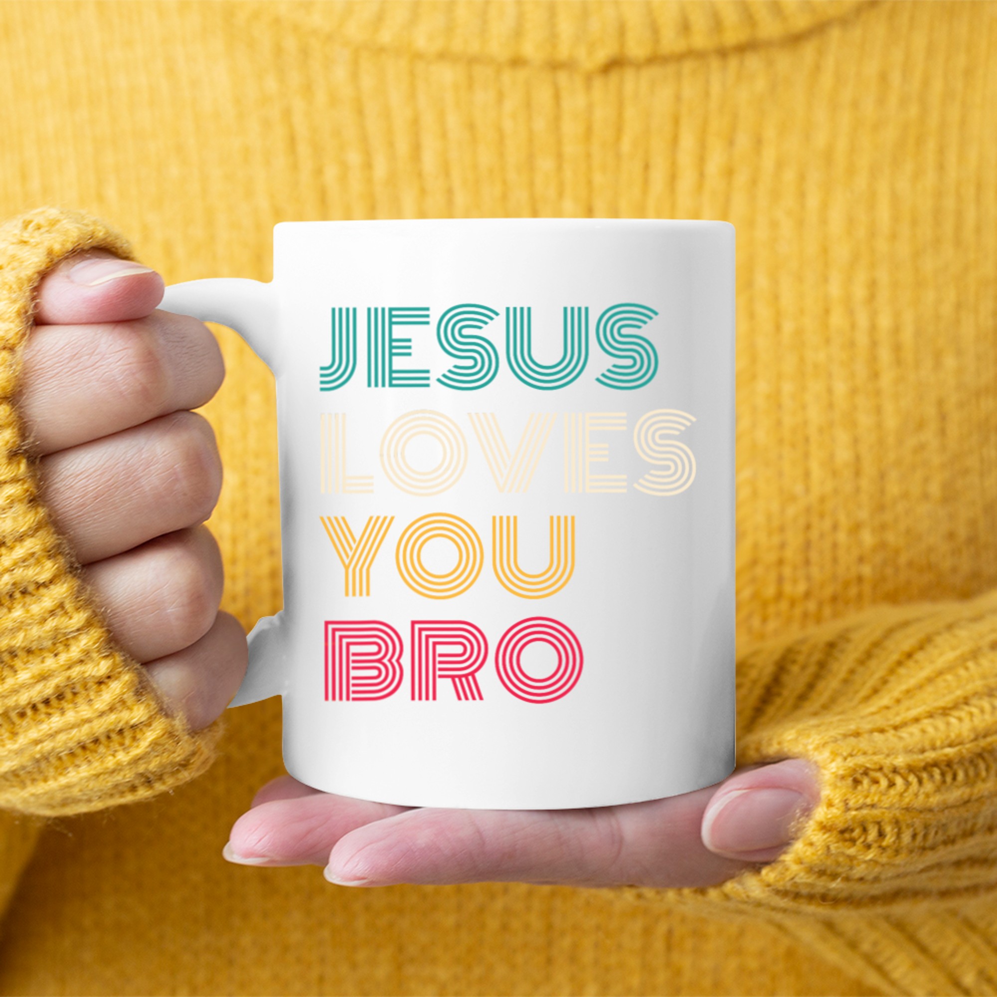 Jesus Loves You Bro Retro Christian Quote Funny Design Mug