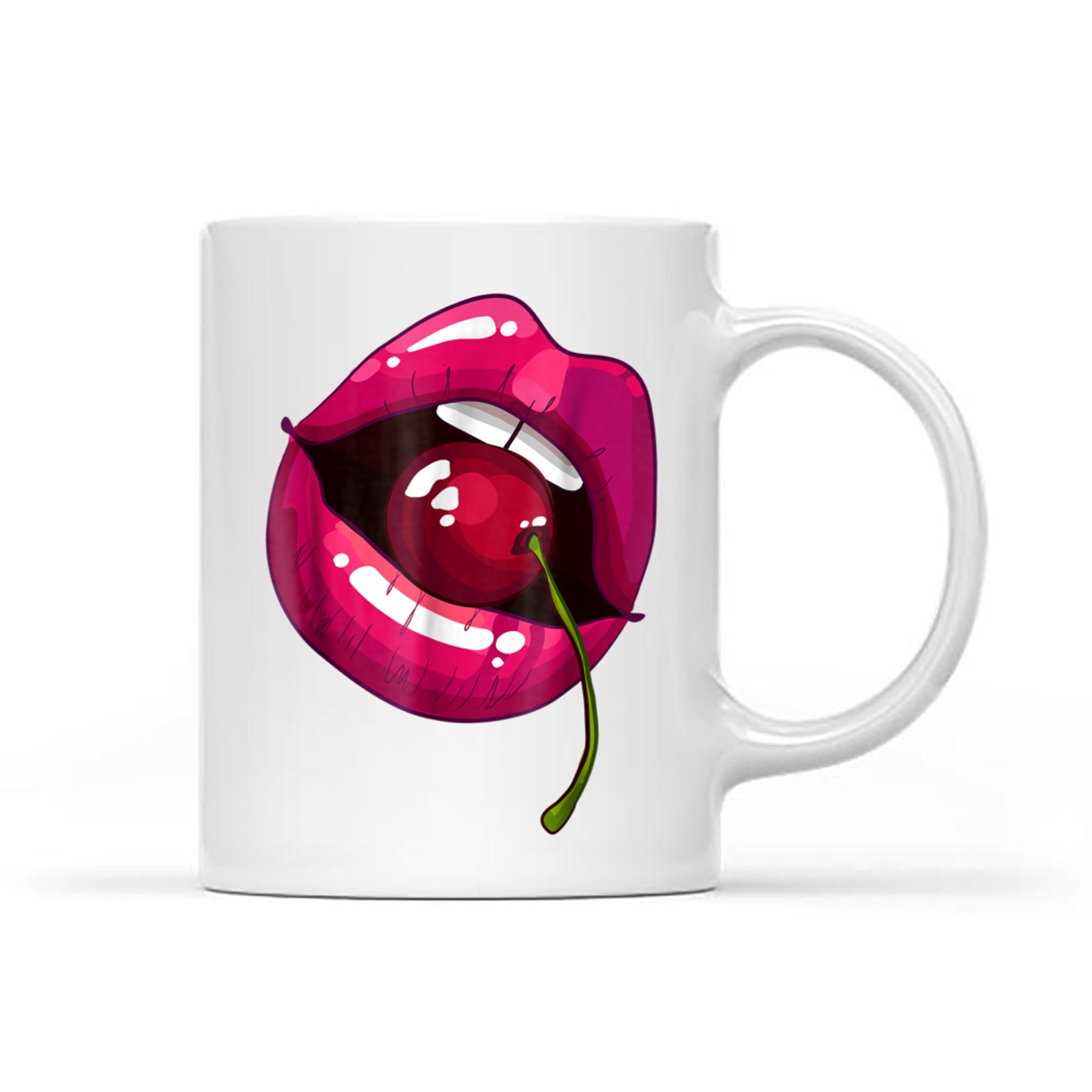 Rainbow Lips With A Cherry In The Mouth 80s Nostalgia Mug