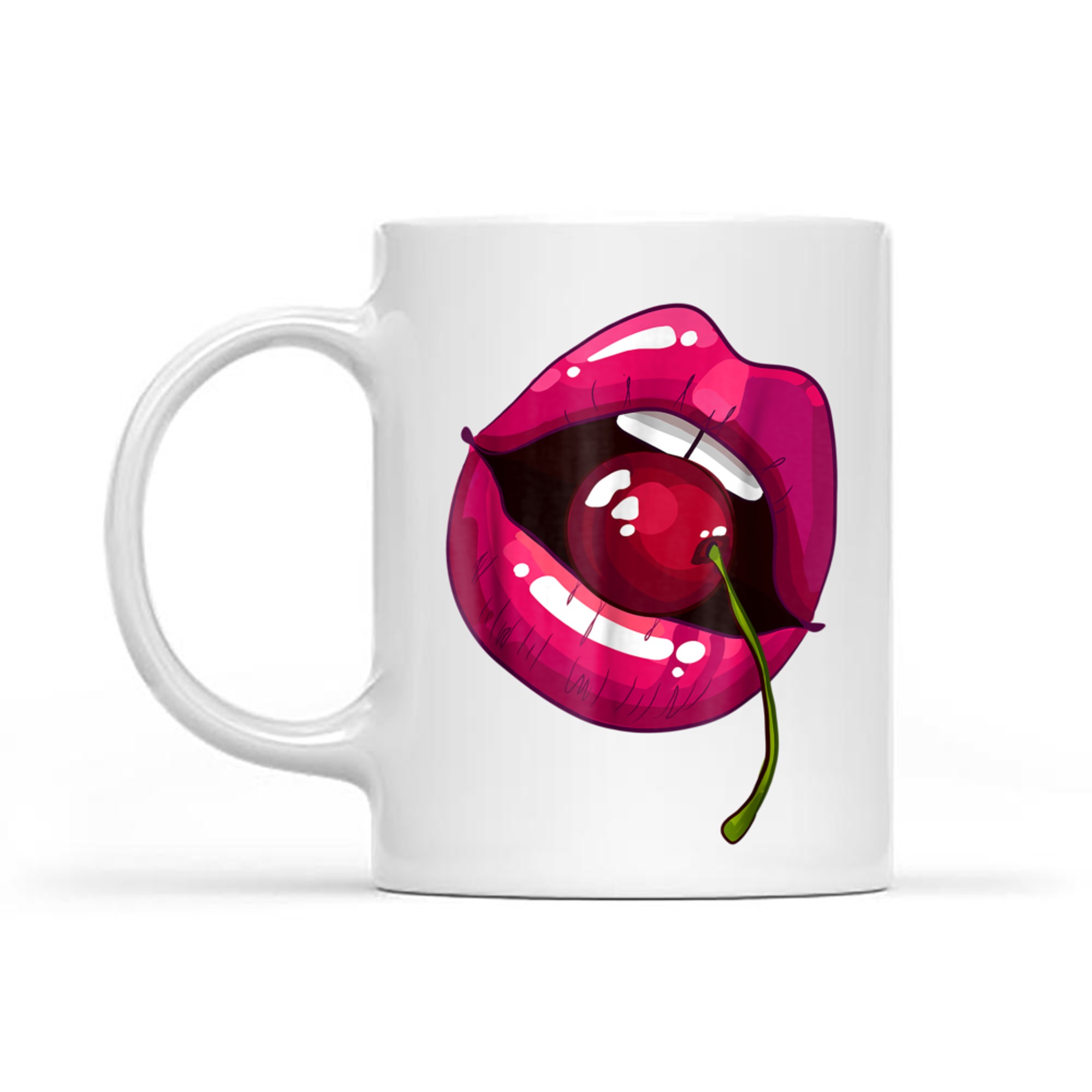 Rainbow Lips With A Cherry In The Mouth 80s Nostalgia Mug