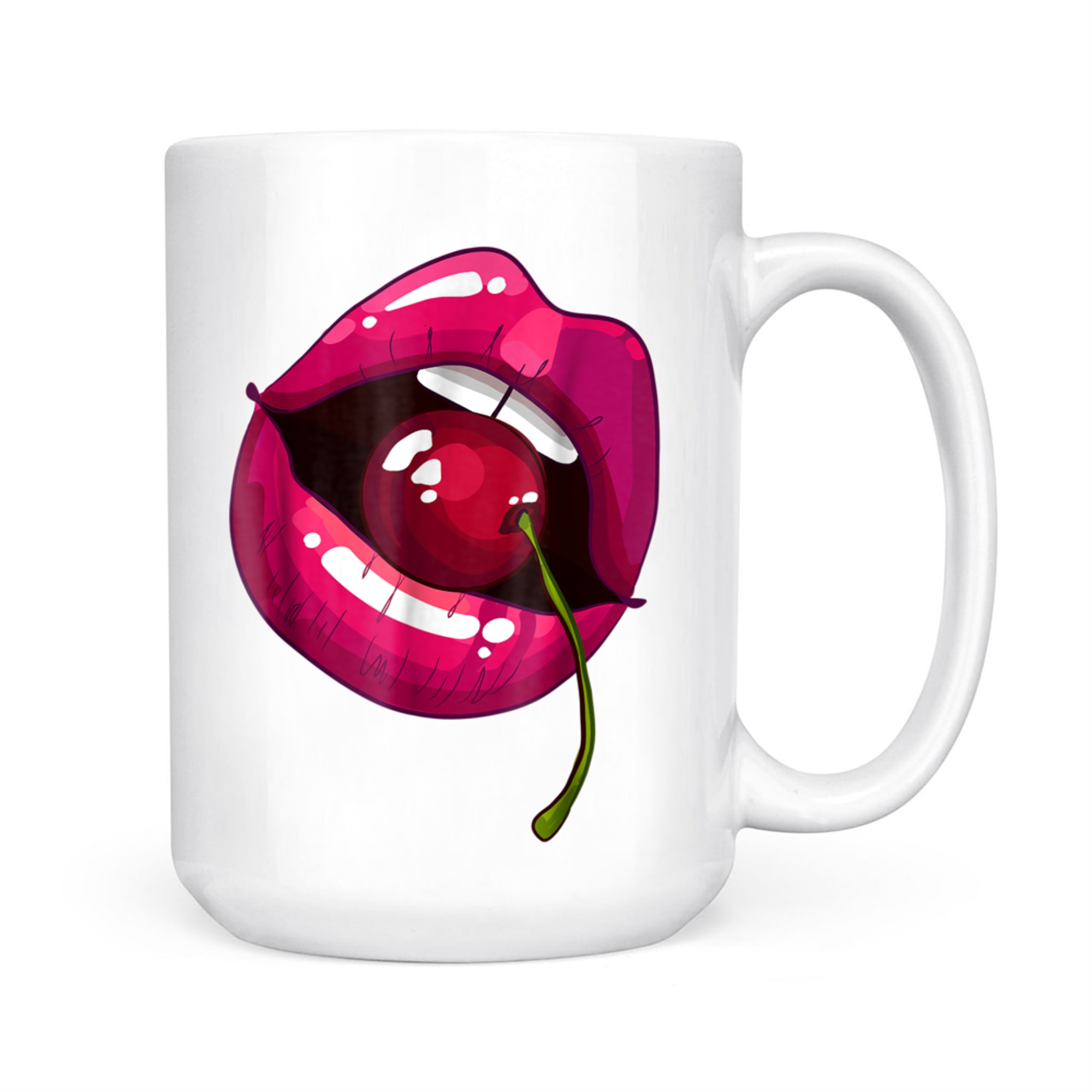 Rainbow Lips With A Cherry In The Mouth 80s Nostalgia Mug