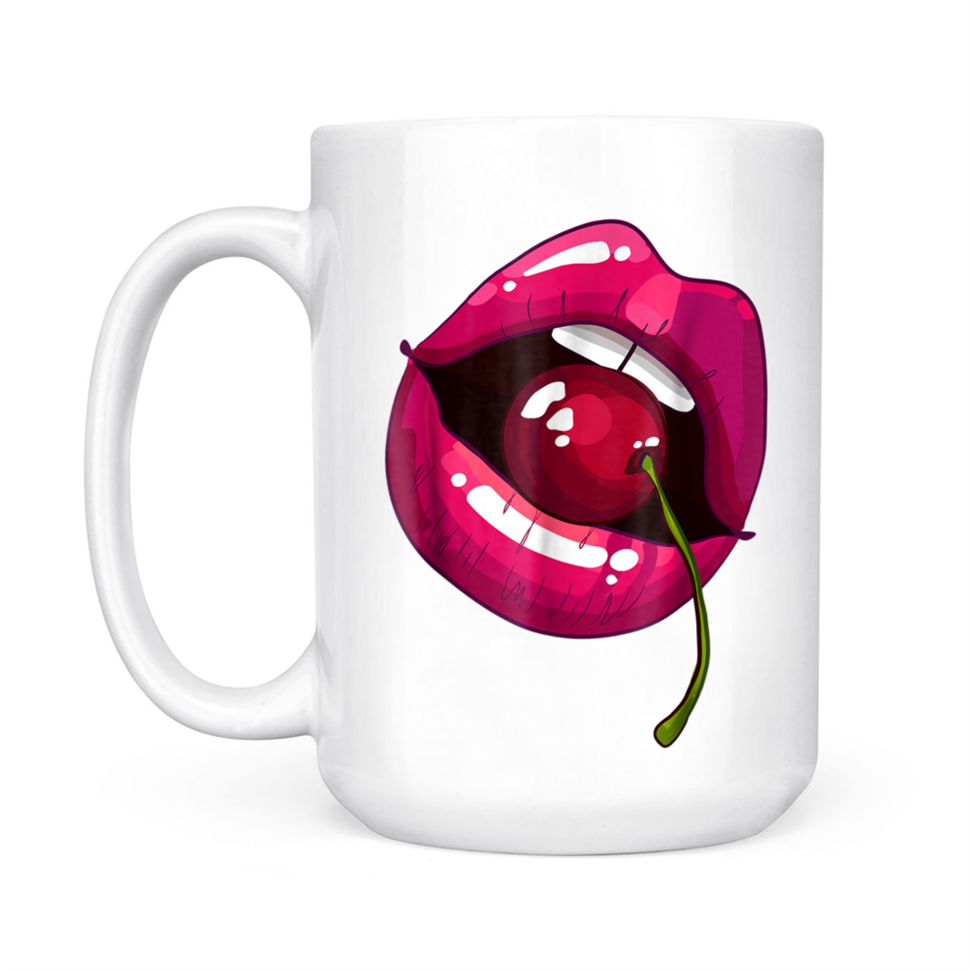 Rainbow Lips With A Cherry In The Mouth 80s Nostalgia Mug