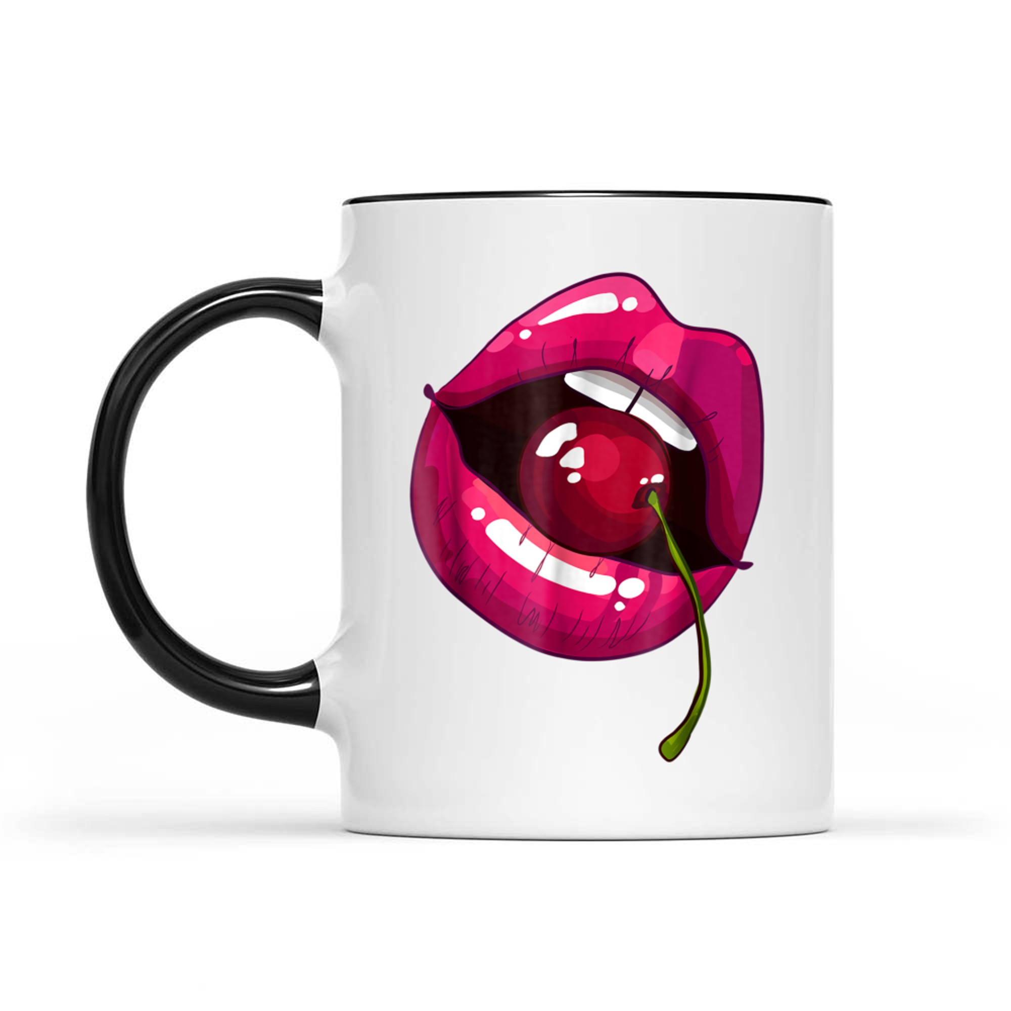 Rainbow Lips With A Cherry In The Mouth 80s Nostalgia Mug