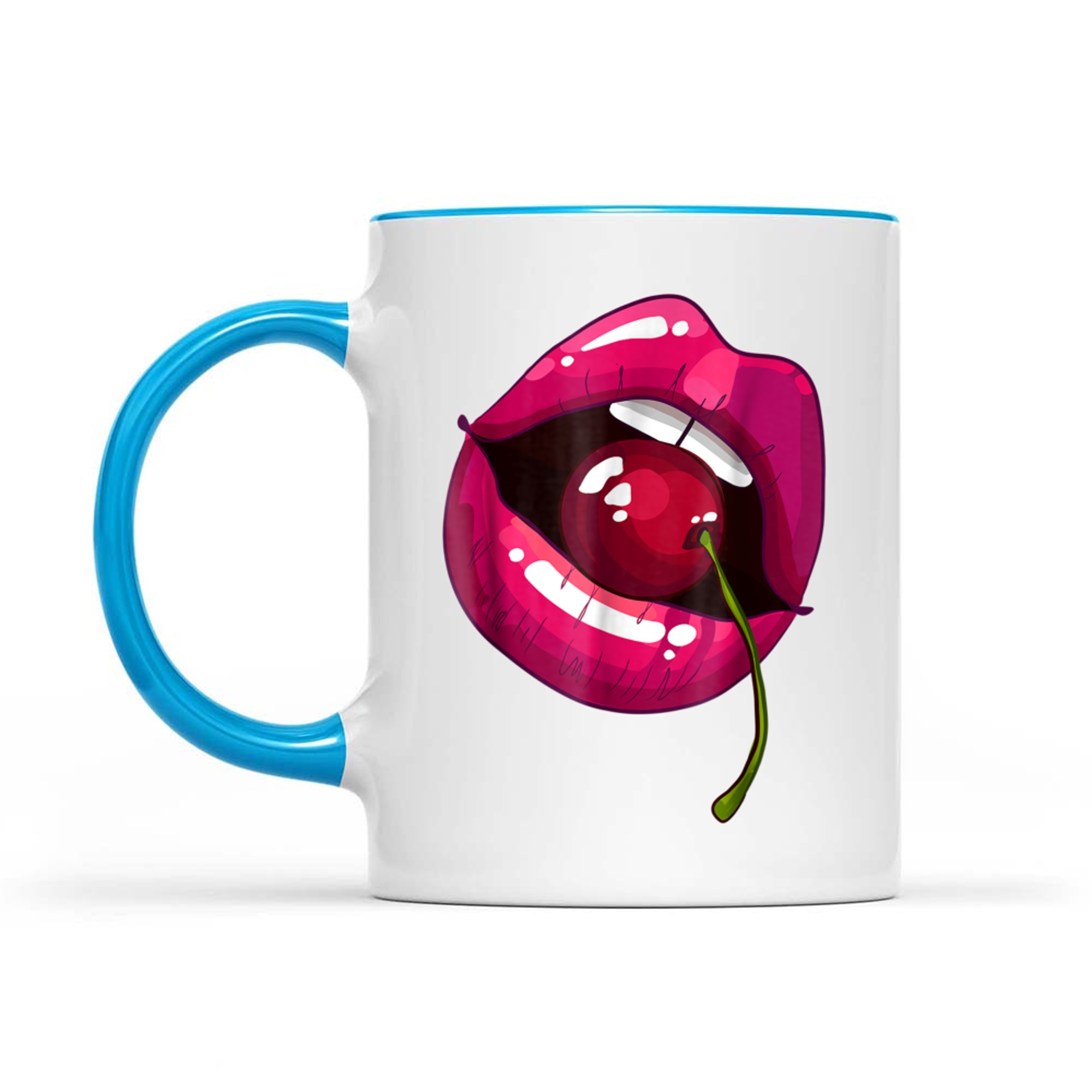 Rainbow Lips With A Cherry In The Mouth 80s Nostalgia Mug