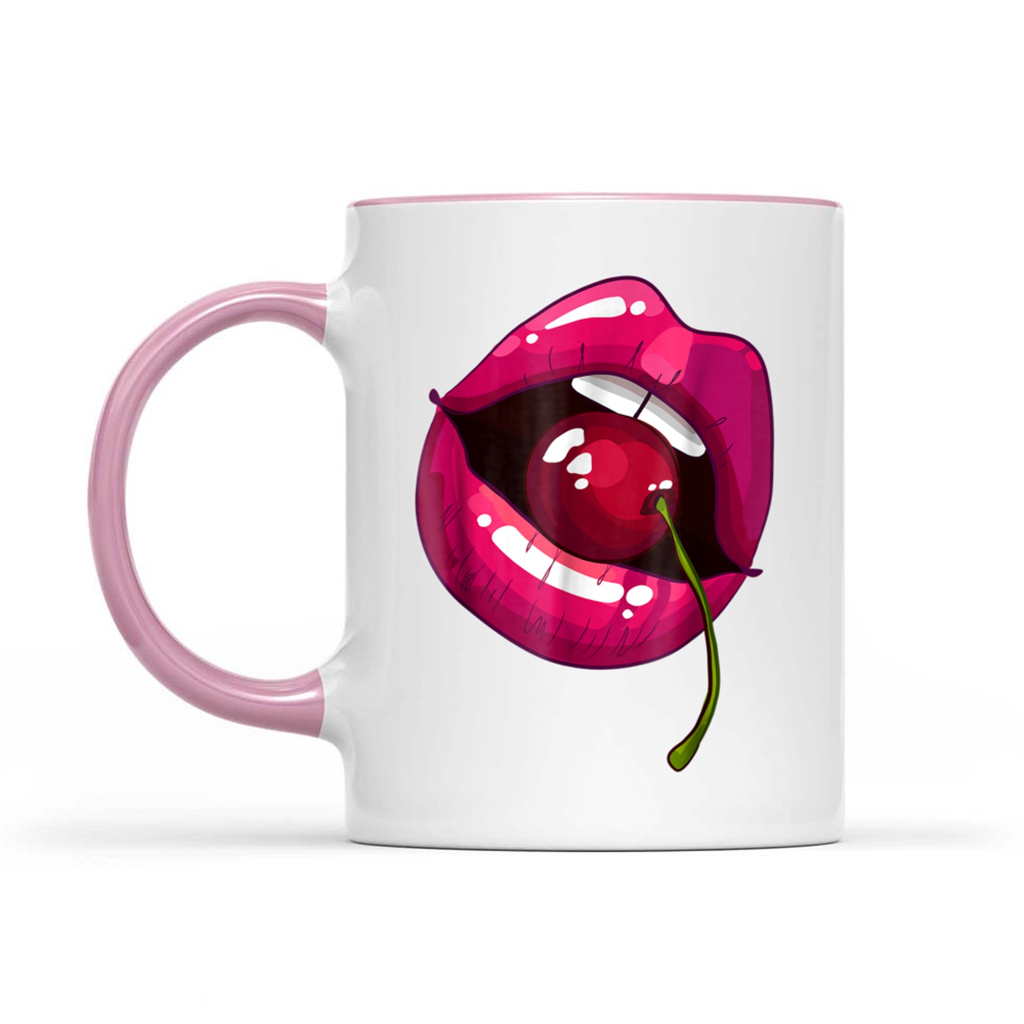 Rainbow Lips With A Cherry In The Mouth 80s Nostalgia Mug