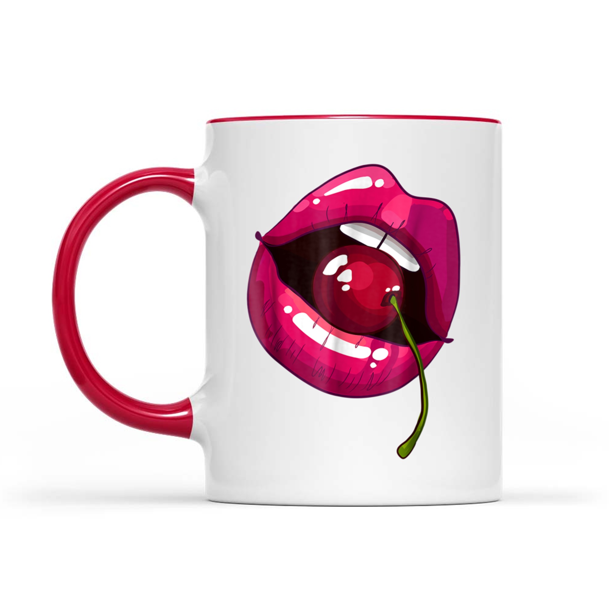 Rainbow Lips With A Cherry In The Mouth 80s Nostalgia Mug
