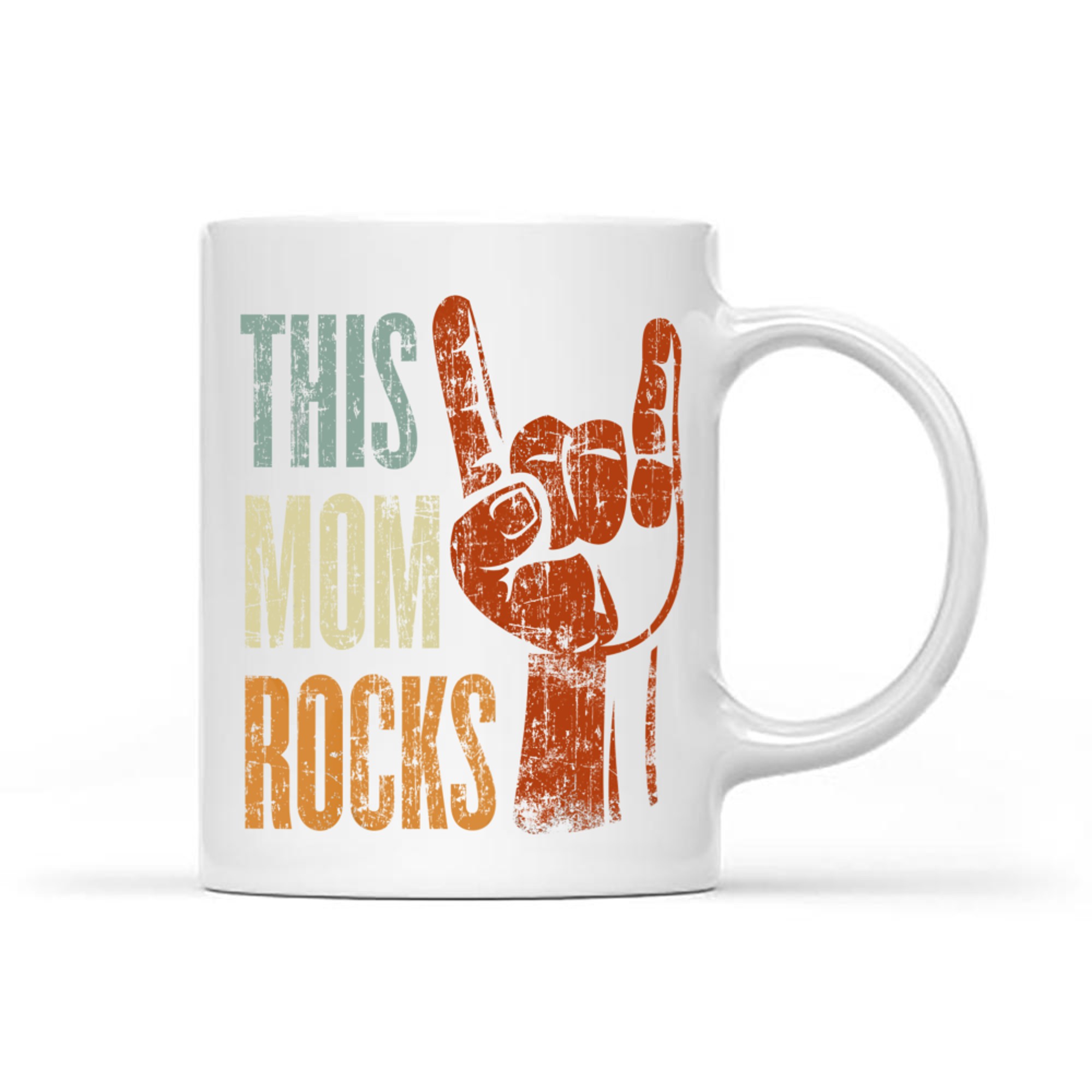 This Mom Rocks Rock & Roll Metal Hand Sign Mug