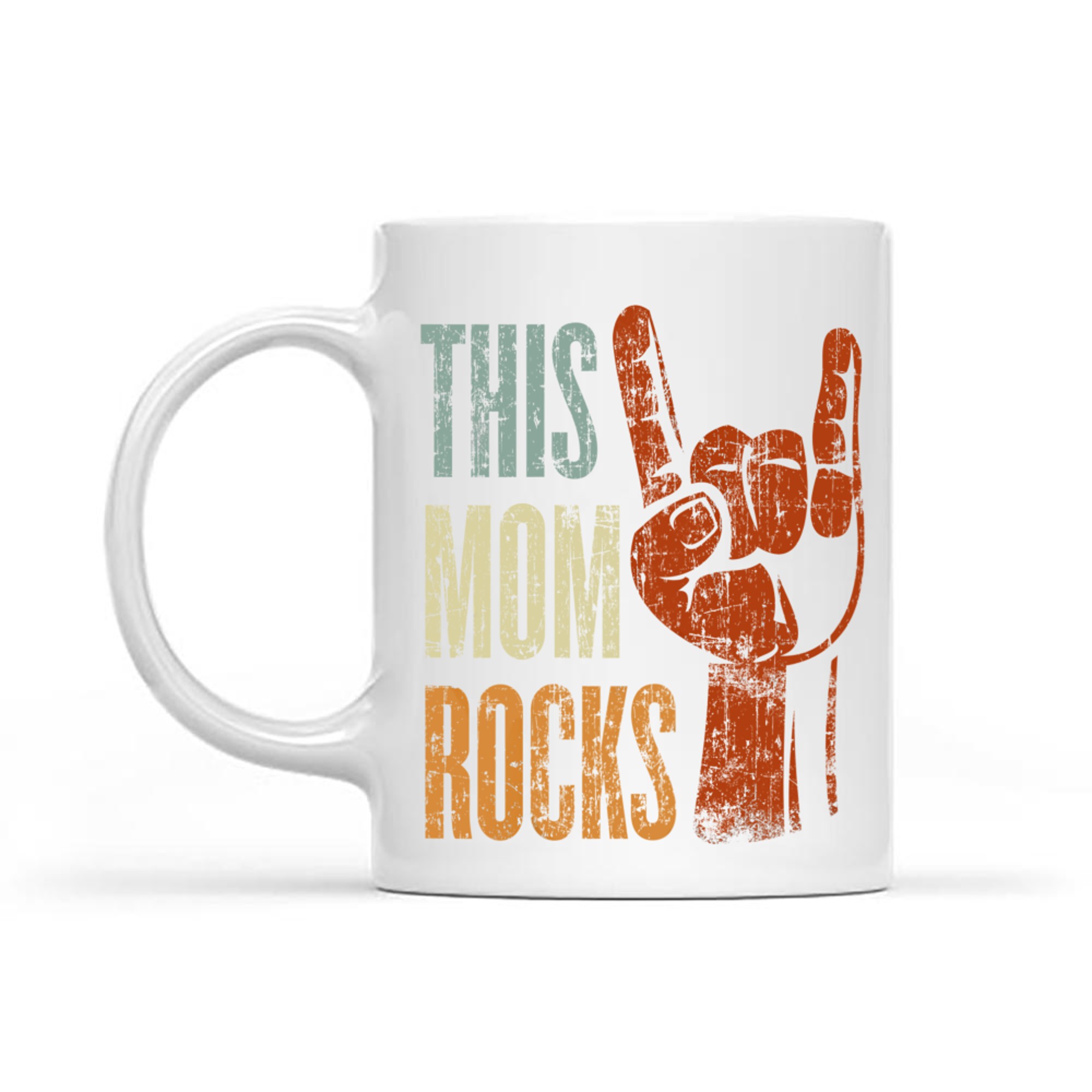 This Mom Rocks Rock & Roll Metal Hand Sign Mug