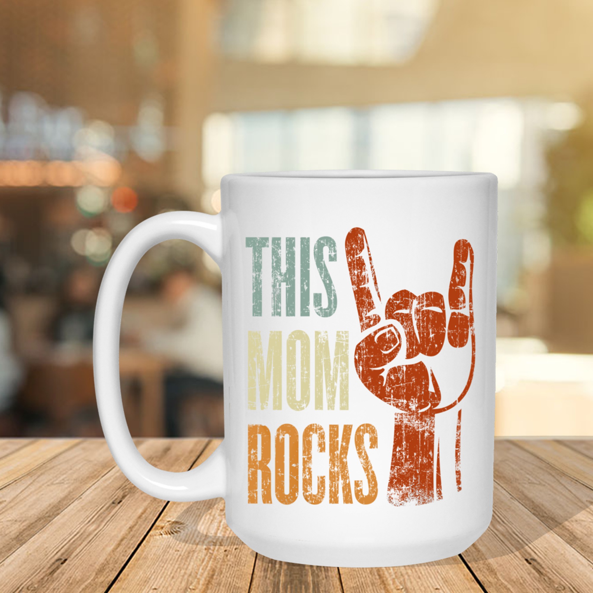This Mom Rocks Rock & Roll Metal Hand Sign Mug