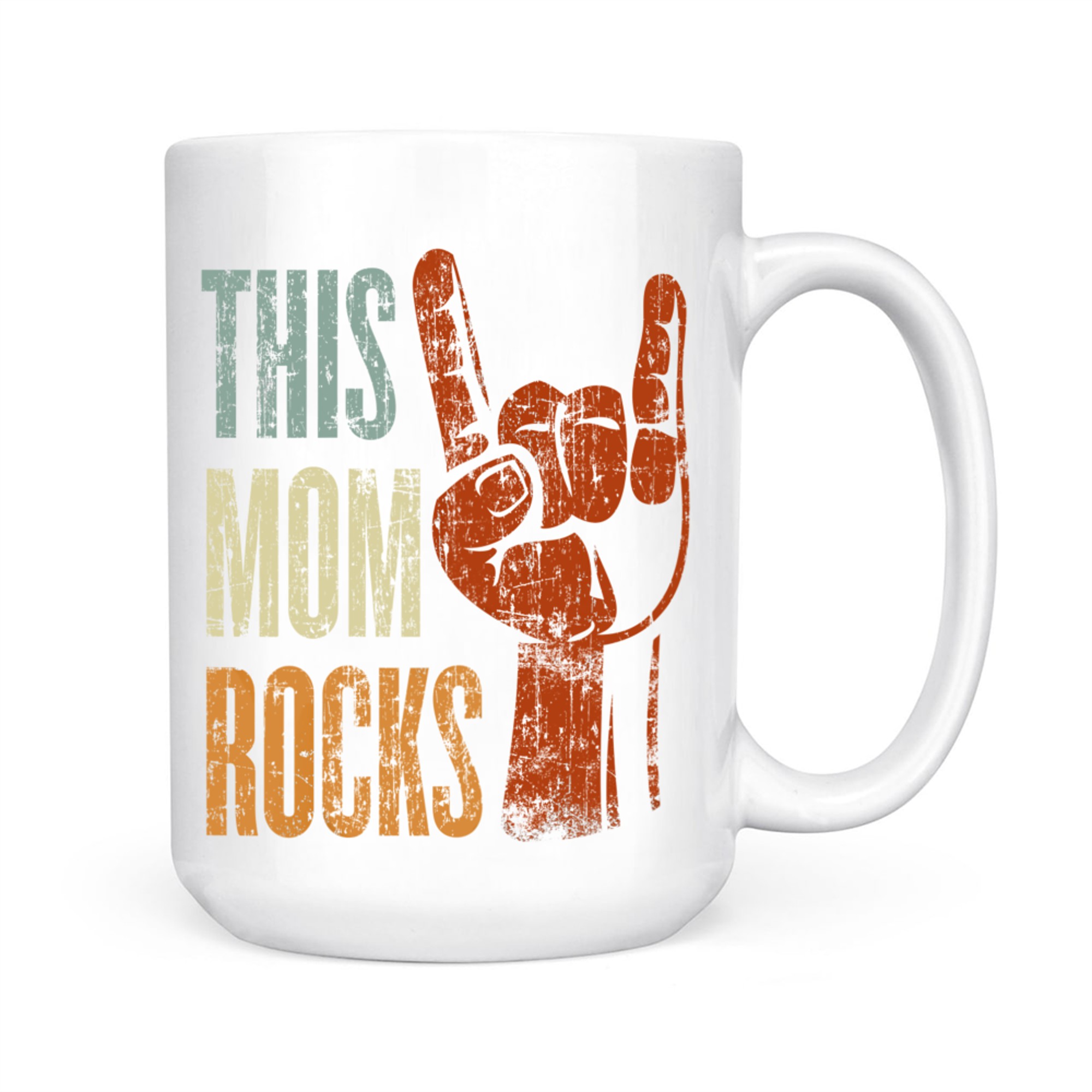 This Mom Rocks Rock & Roll Metal Hand Sign Mug