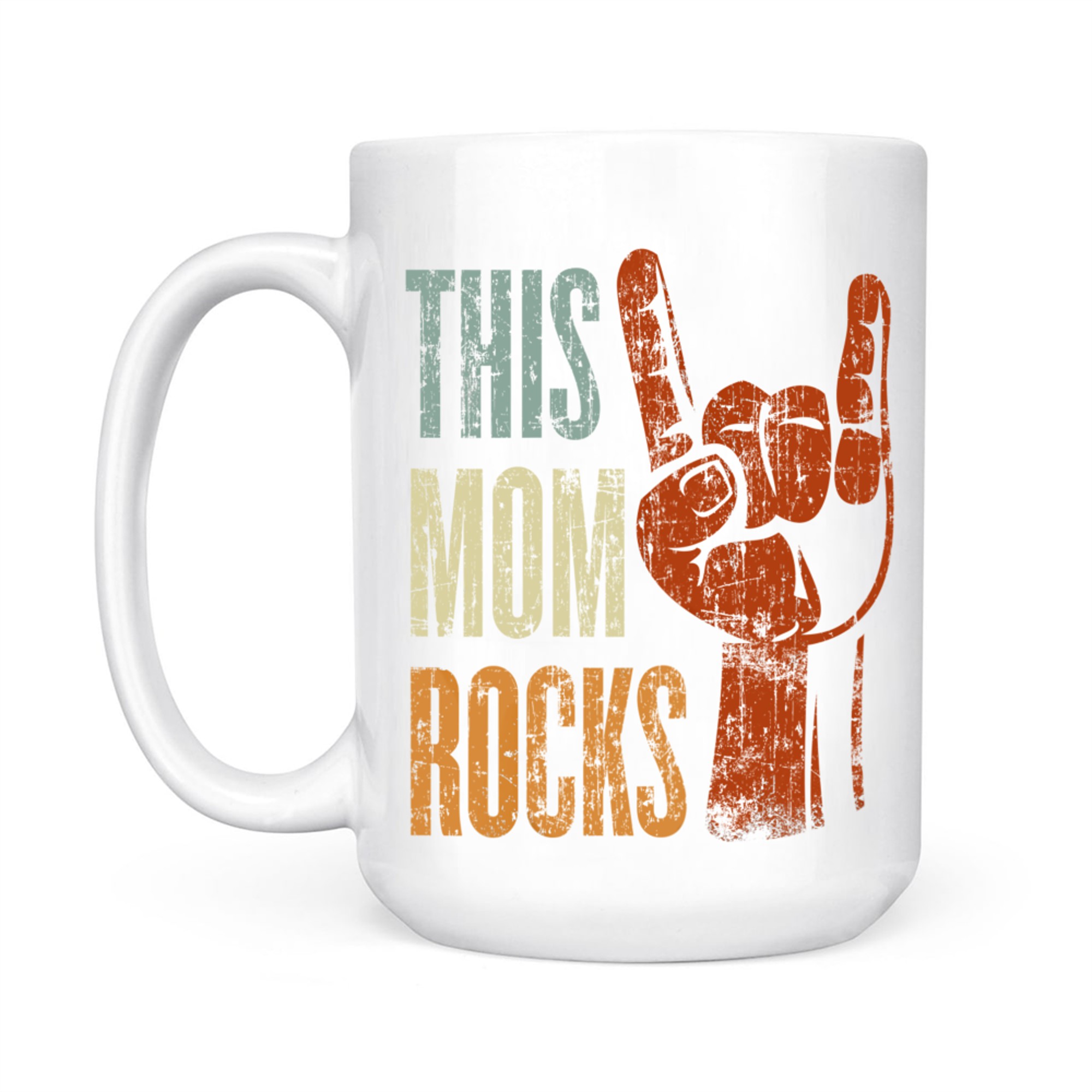 This Mom Rocks Rock & Roll Metal Hand Sign Mug