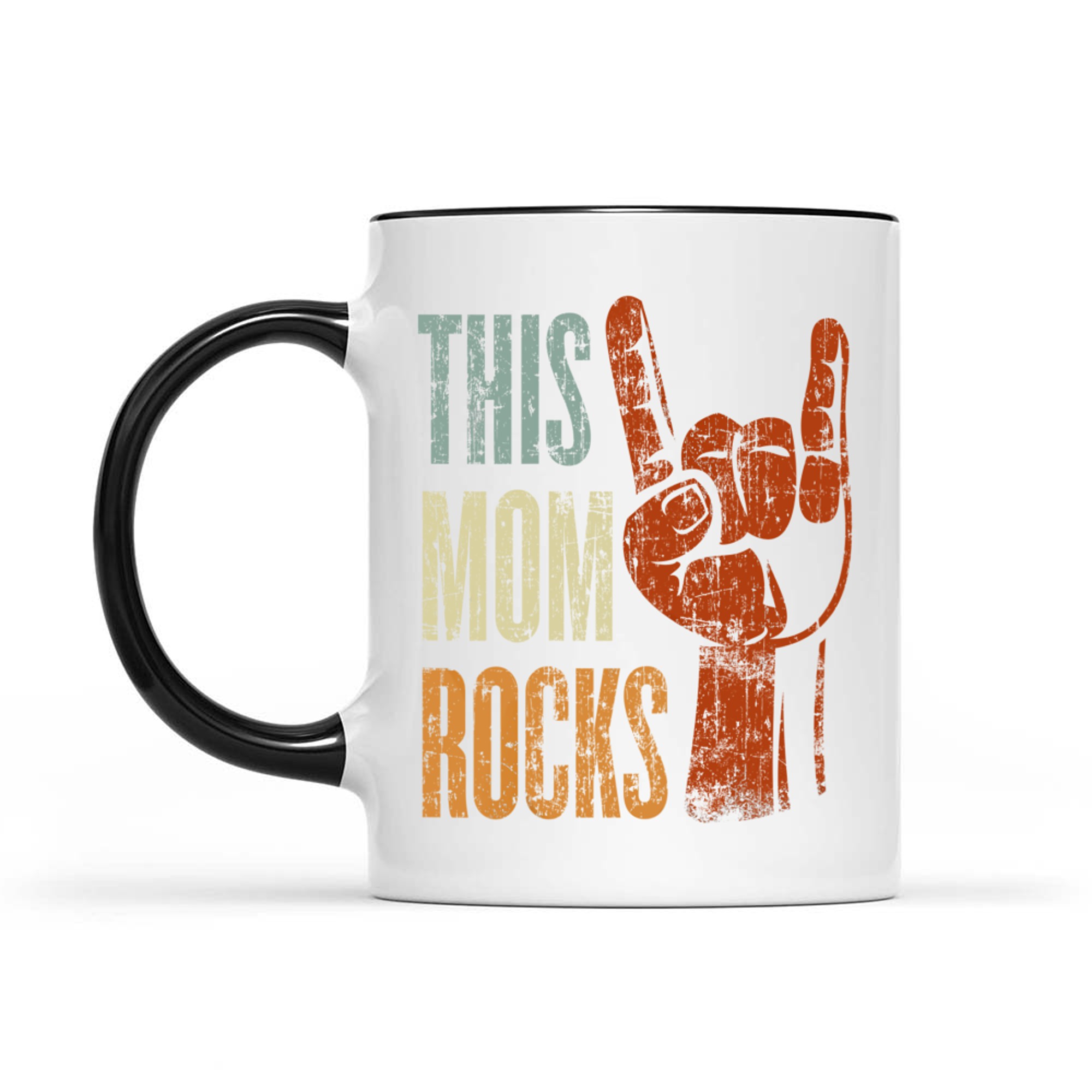 This Mom Rocks Rock & Roll Metal Hand Sign Mug