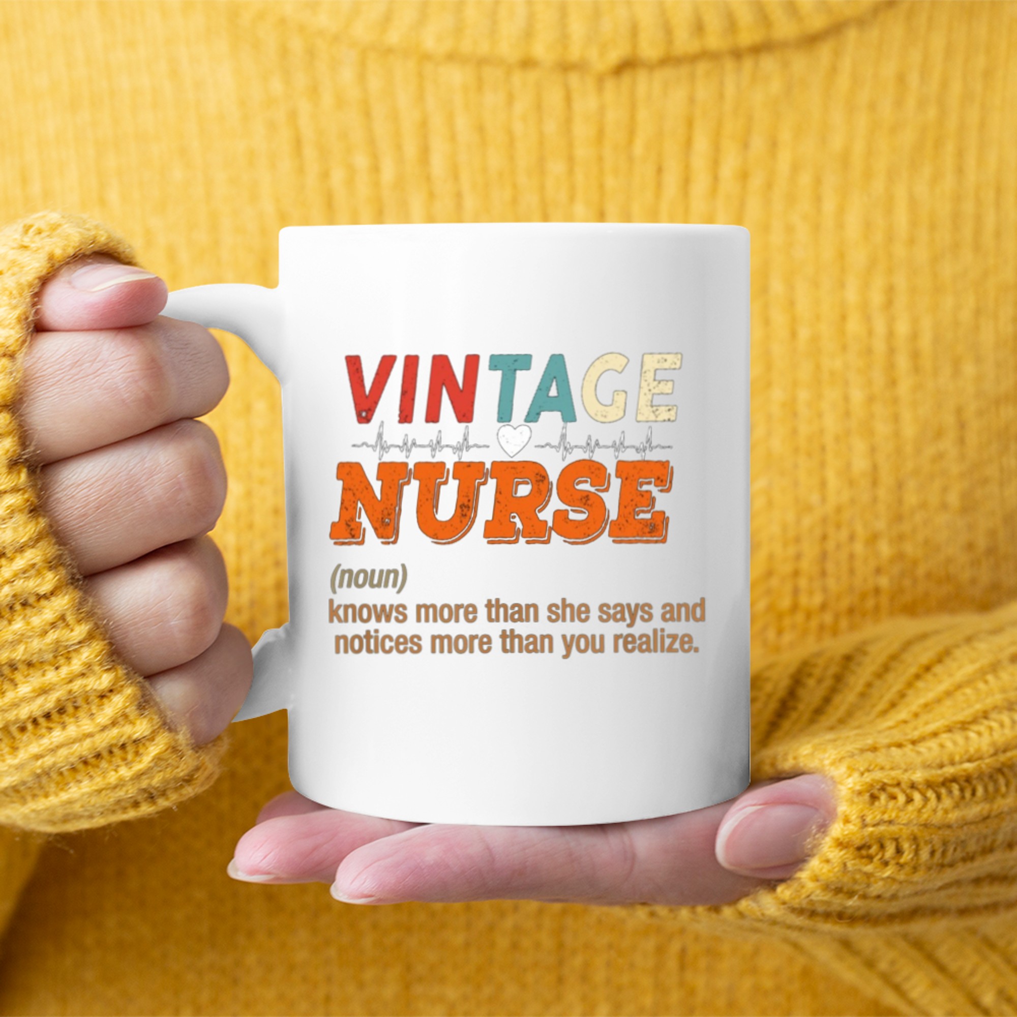 Vintage Nurse Knows More Than She Says Funny Definition Mug
