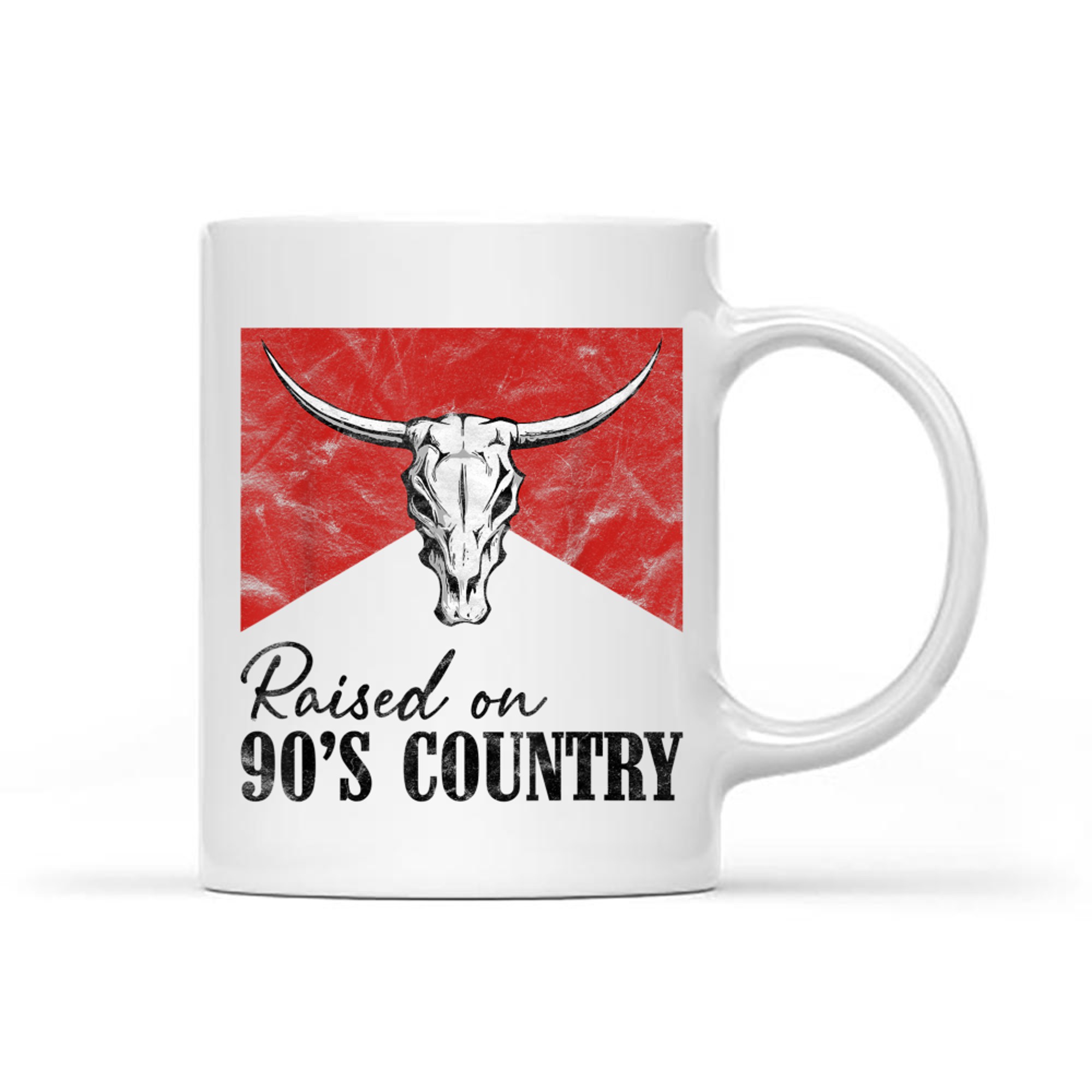 Vintage Western Bull Skull Raised On 90's Country Music Mug