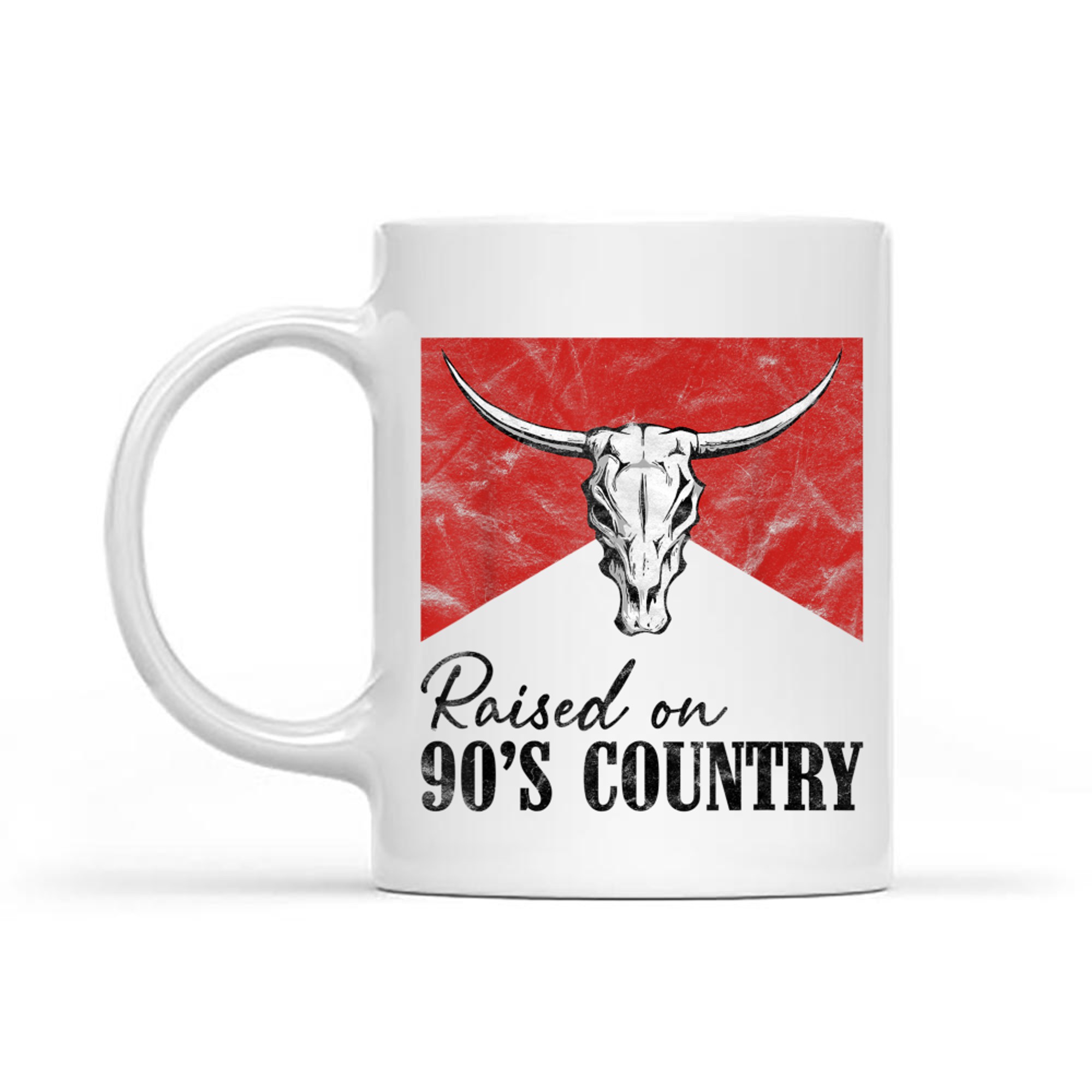 Vintage Western Bull Skull Raised On 90's Country Music Mug