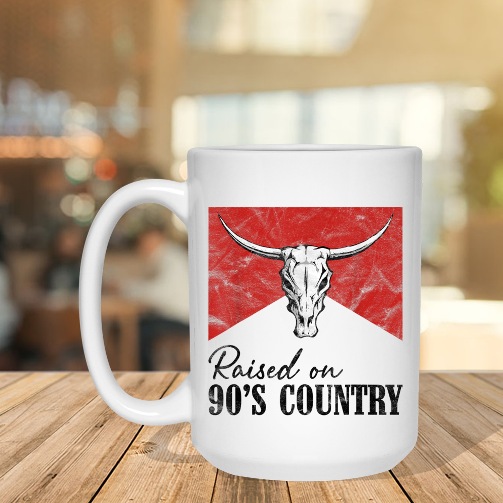 Vintage Western Bull Skull Raised On 90's Country Music Mug