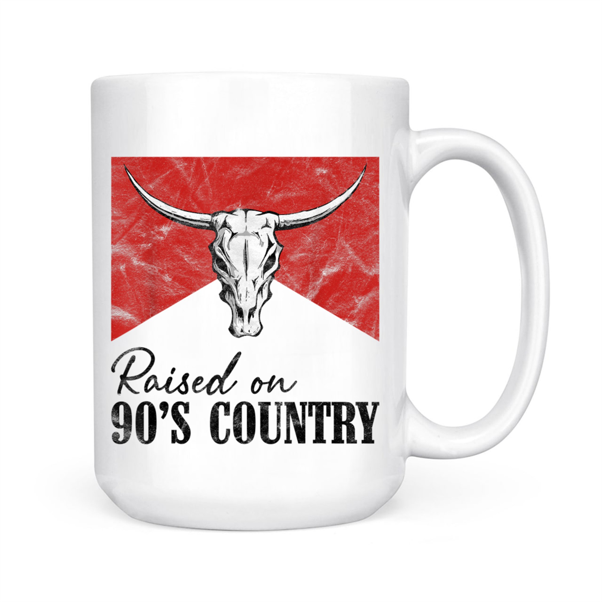 Vintage Western Bull Skull Raised On 90's Country Music Mug