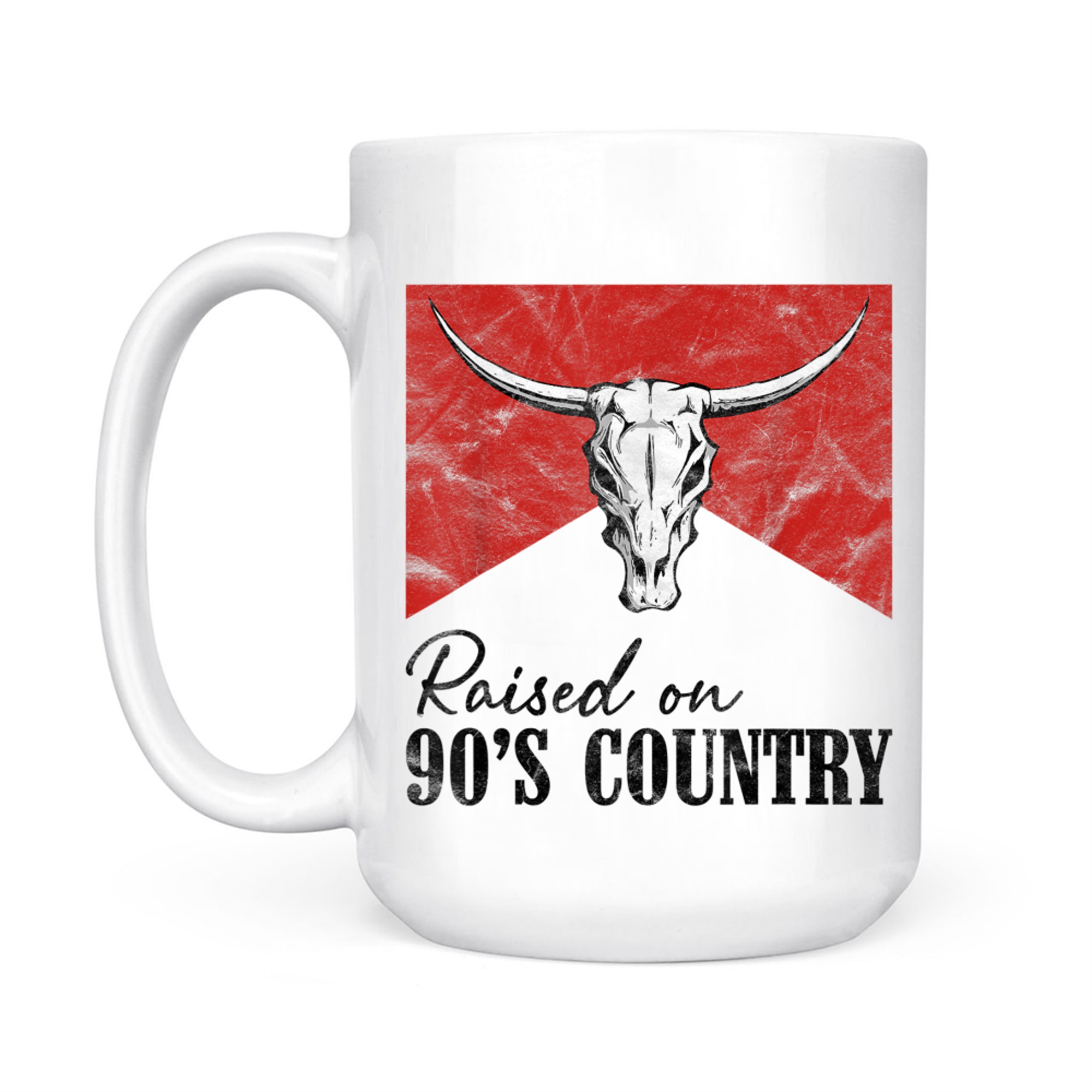 Vintage Western Bull Skull Raised On 90's Country Music Mug