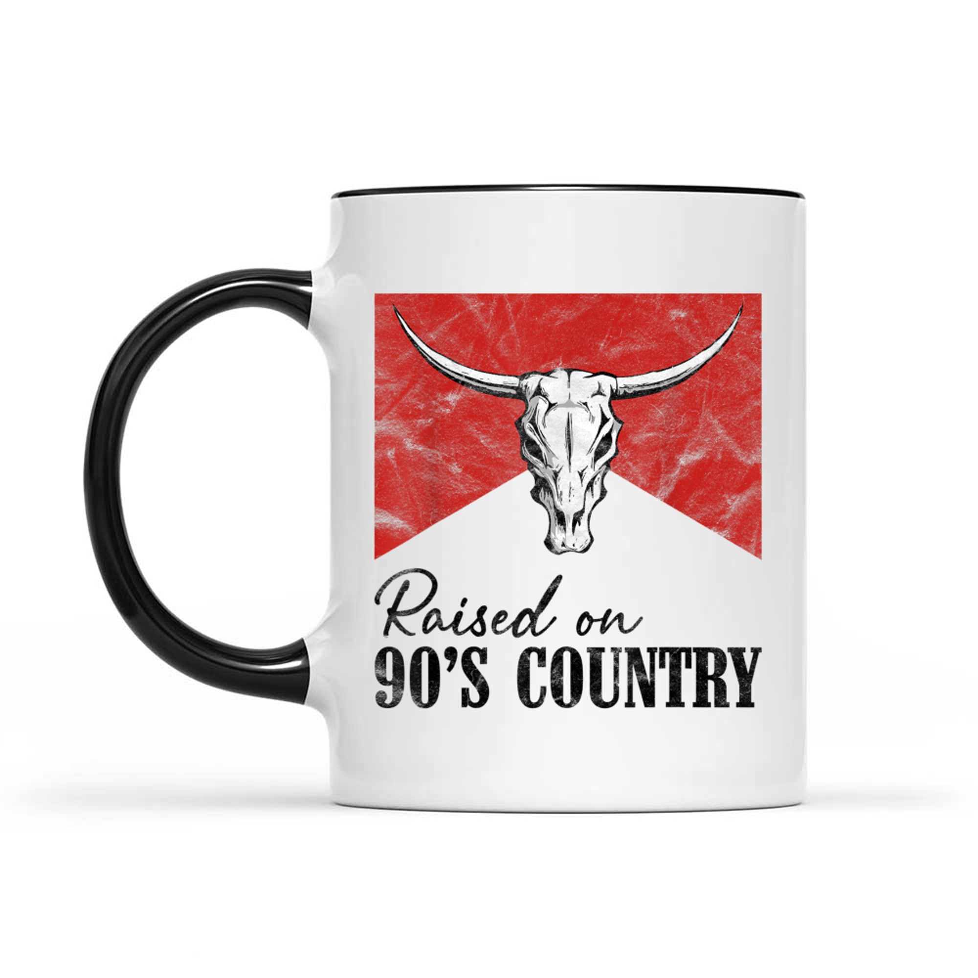 Vintage Western Bull Skull Raised On 90's Country Music Mug