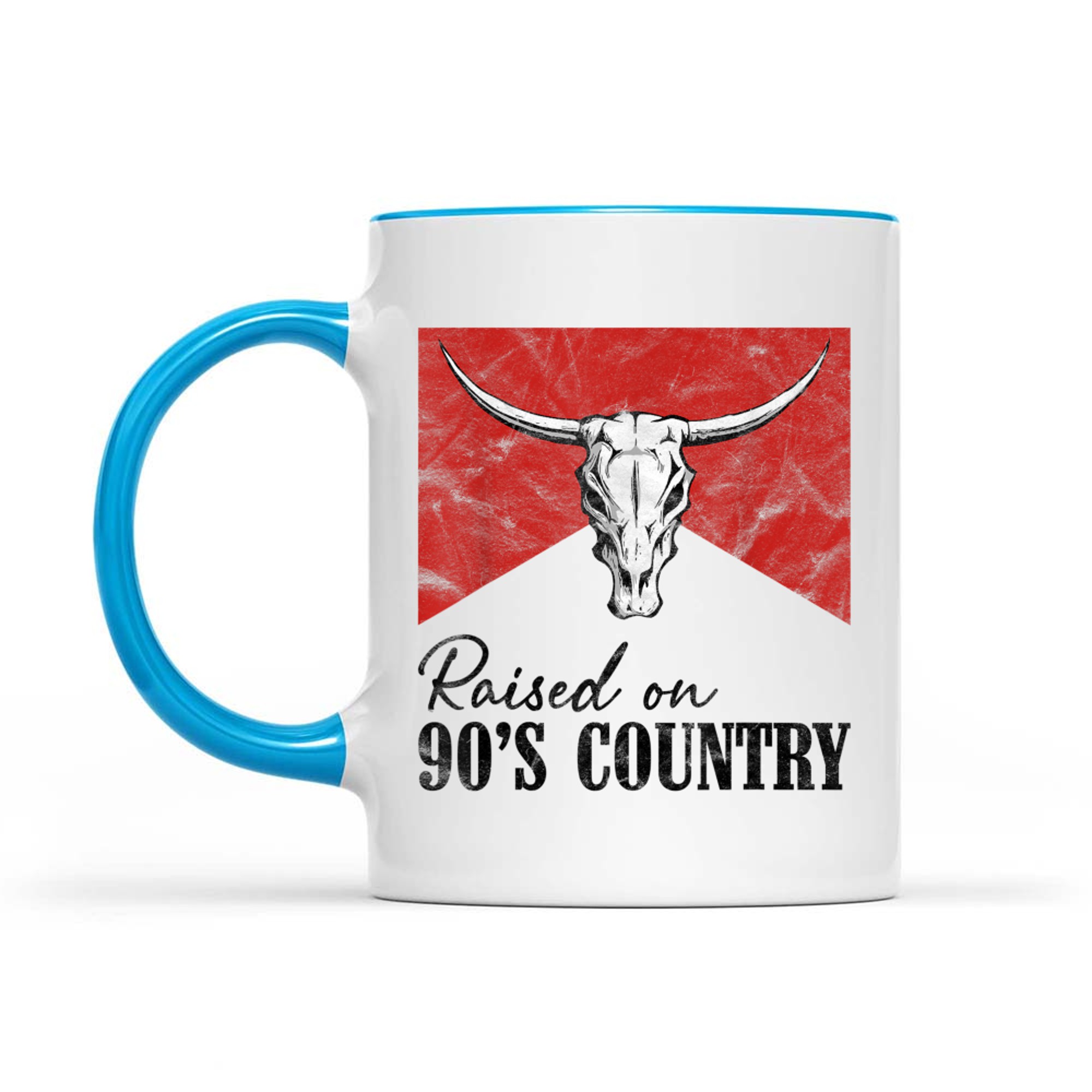 Vintage Western Bull Skull Raised On 90's Country Music Mug