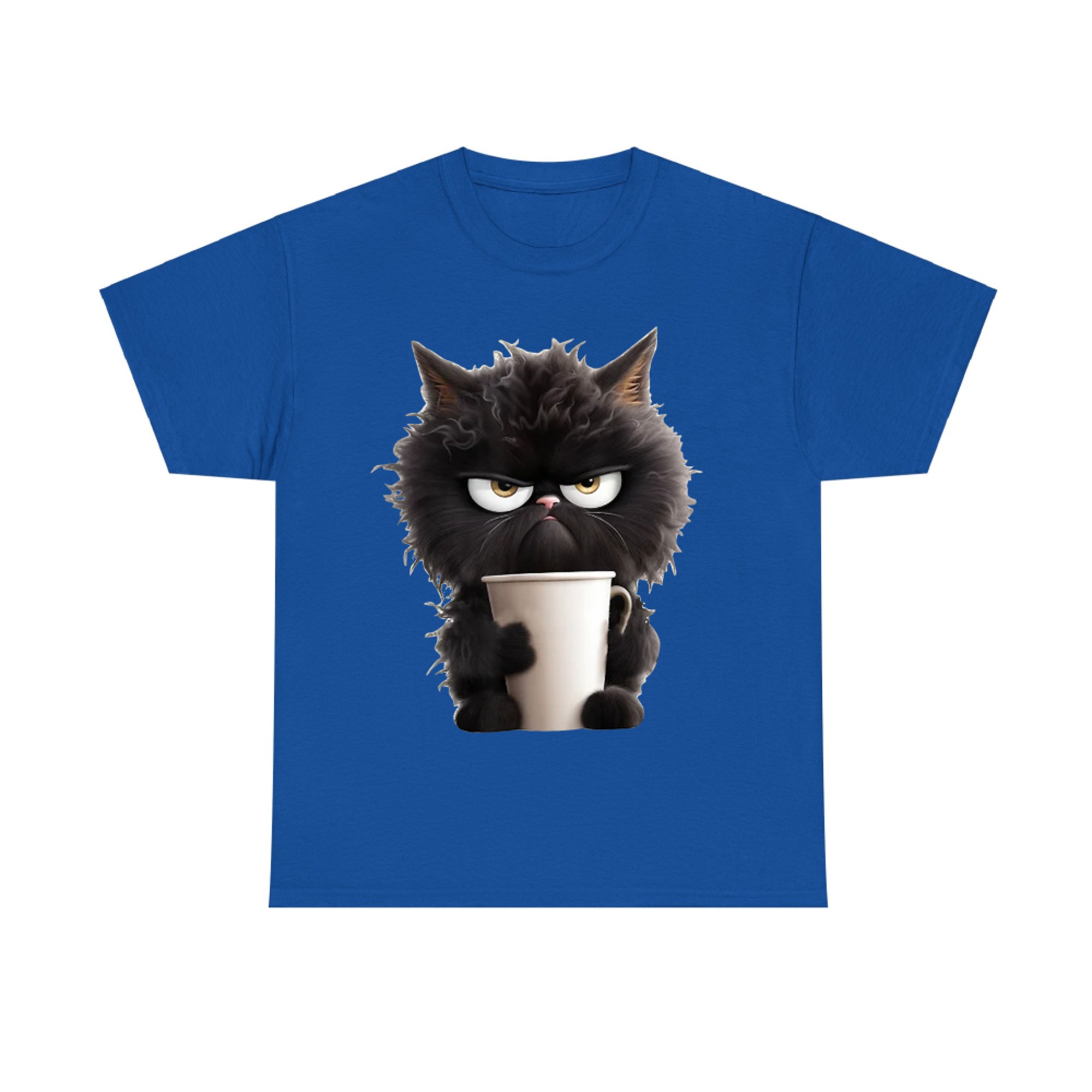 Funny Cute Black Cat Coffee Angry Caffeine Lover T-Shirt