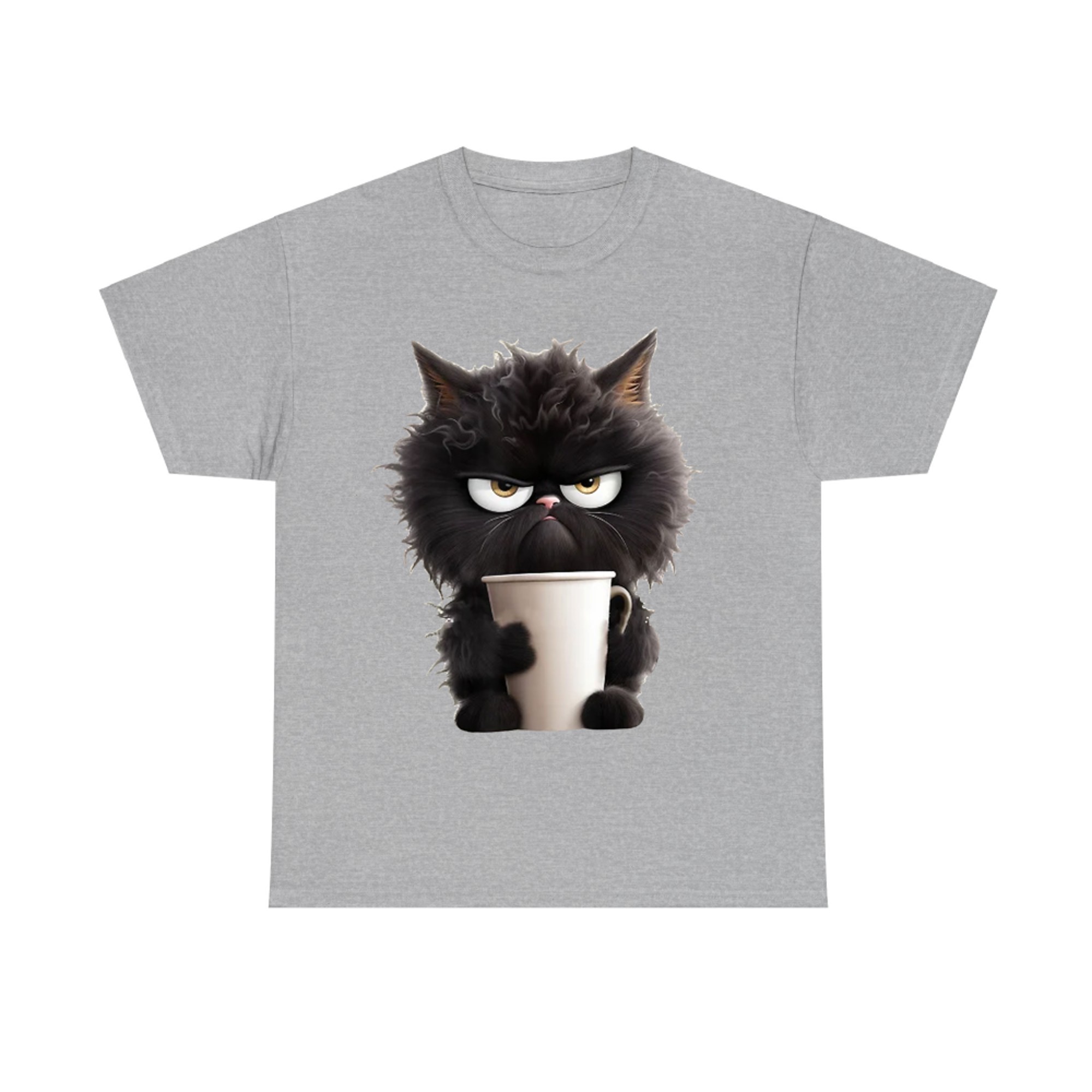 Funny Cute Black Cat Coffee Angry Caffeine Lover T-Shirt