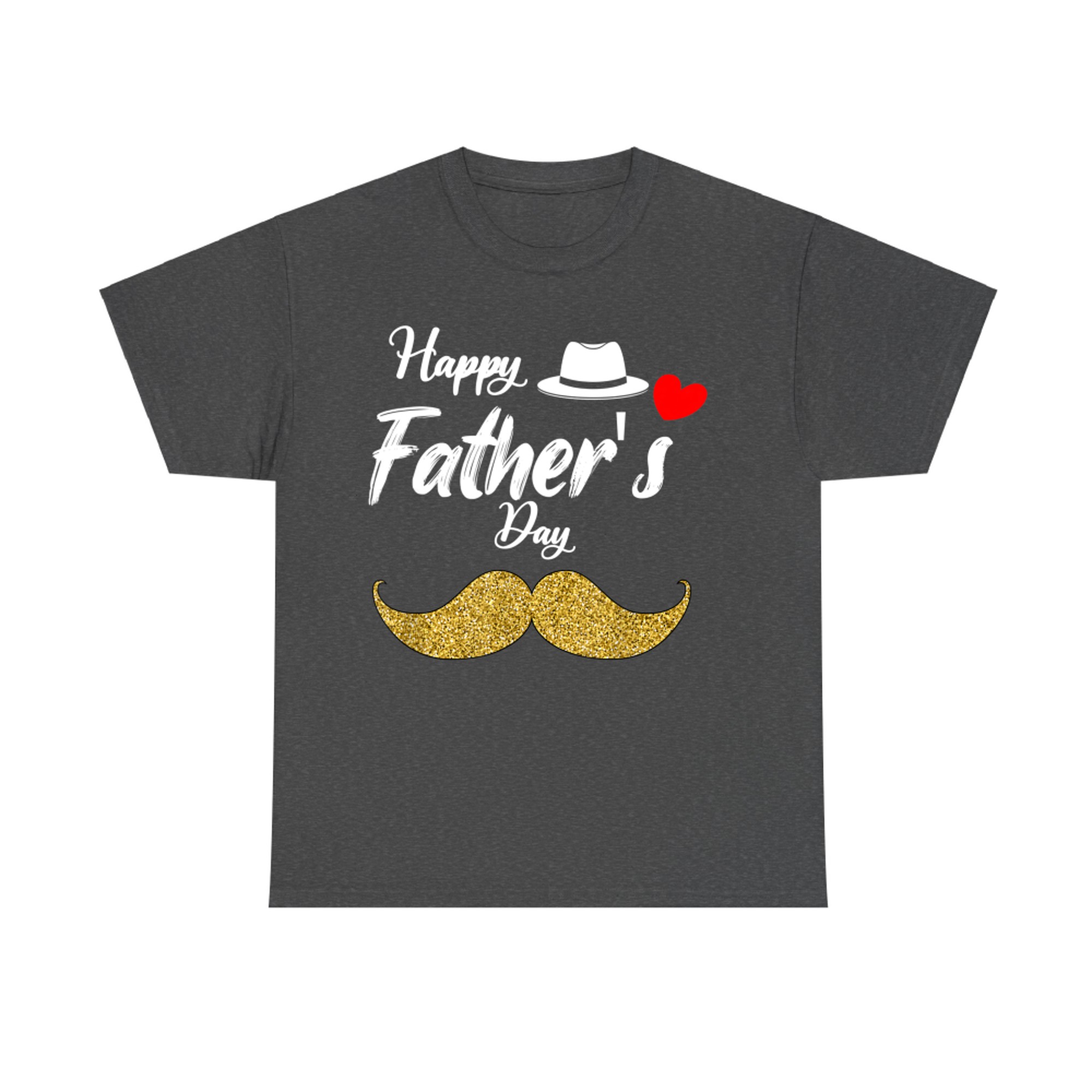 Funny Father’s Day Gold Mustache Fedora Hat Dad T-Shirt