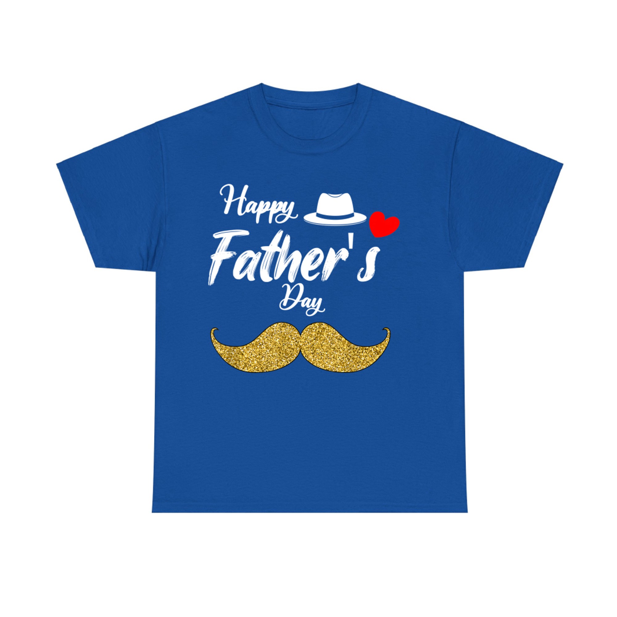 Funny Father’s Day Gold Mustache Fedora Hat Dad T-Shirt
