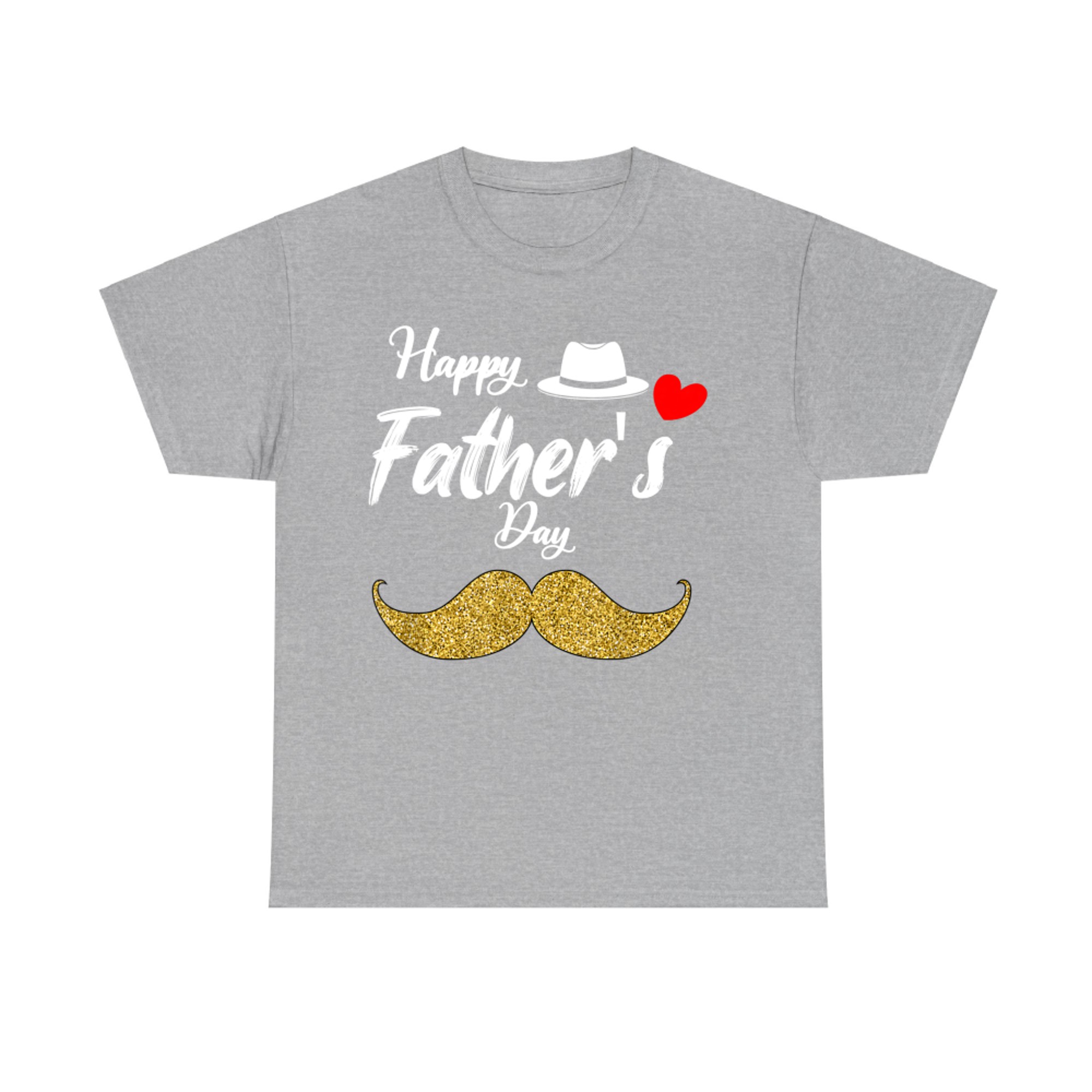 Funny Father’s Day Gold Mustache Fedora Hat Dad T-Shirt