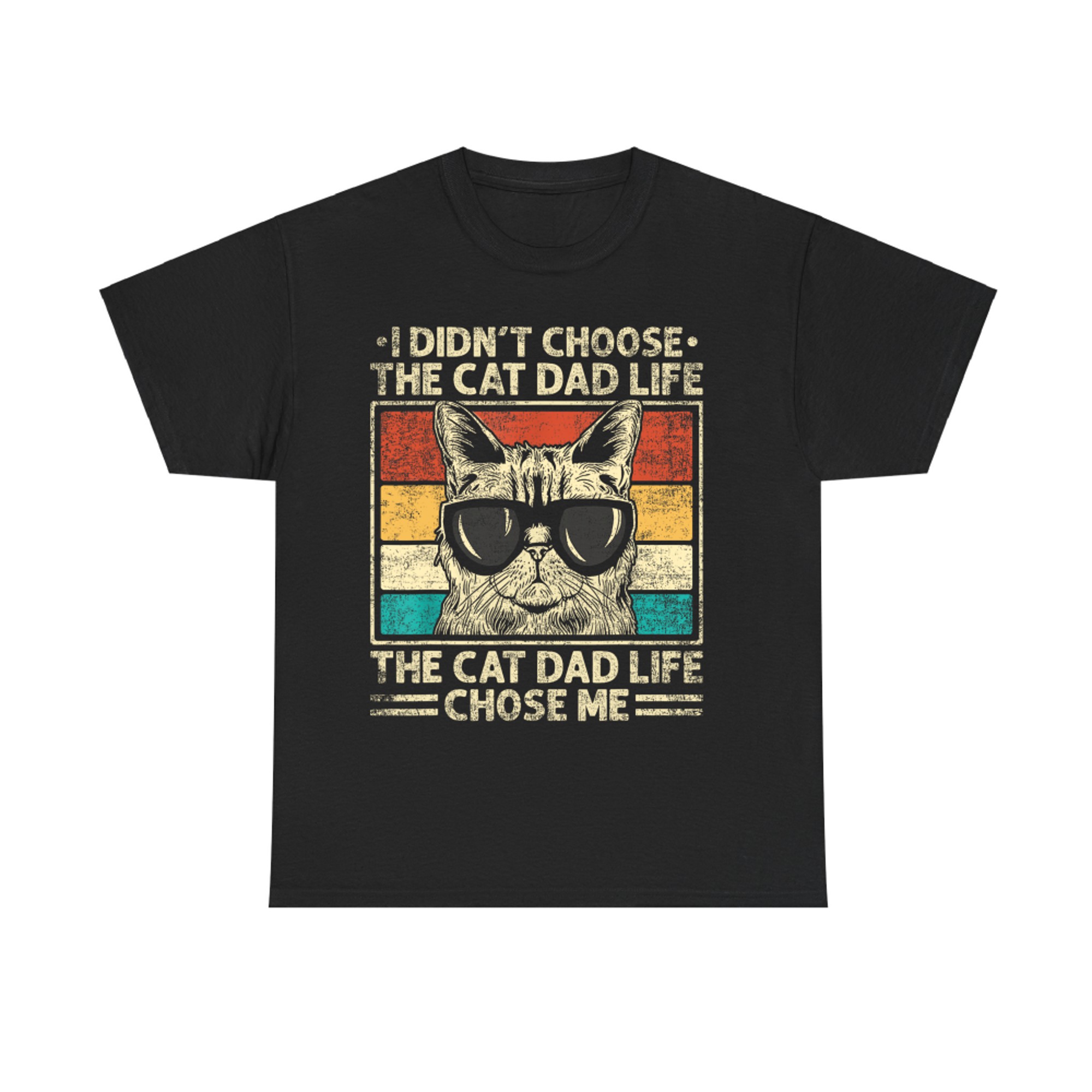 I Didn’t Choose The Cat Dad Life Vintage Funny Cat Dad Father's Day T-Shirt