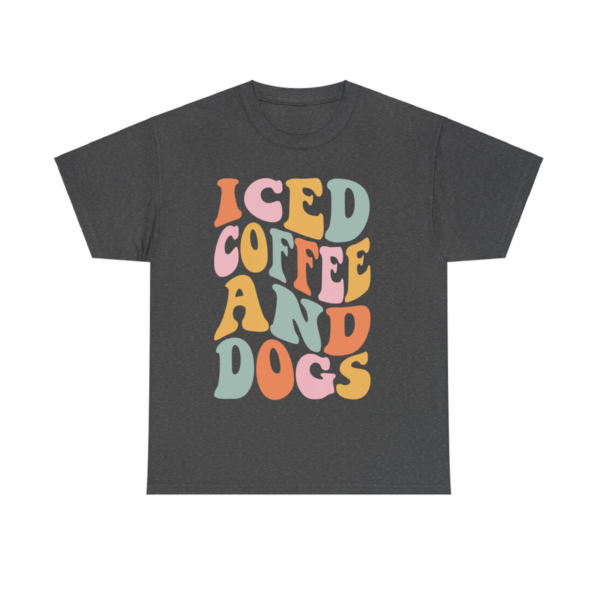 Iced Coffee and Dogs Retro Pastel Graphic Funny Dog Mom T-Shirt