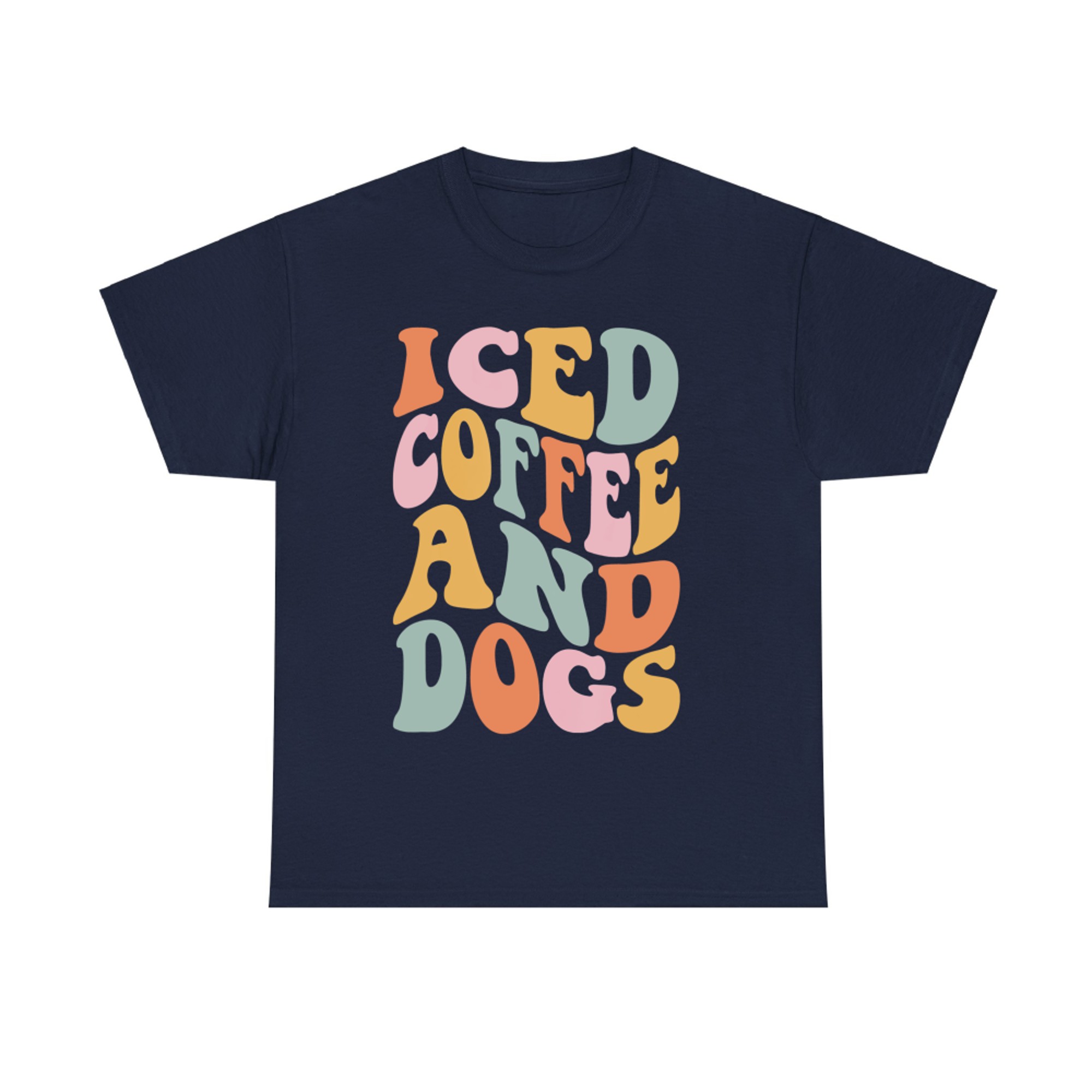 Iced Coffee and Dogs Retro Pastel Graphic Funny Dog Mom T-Shirt