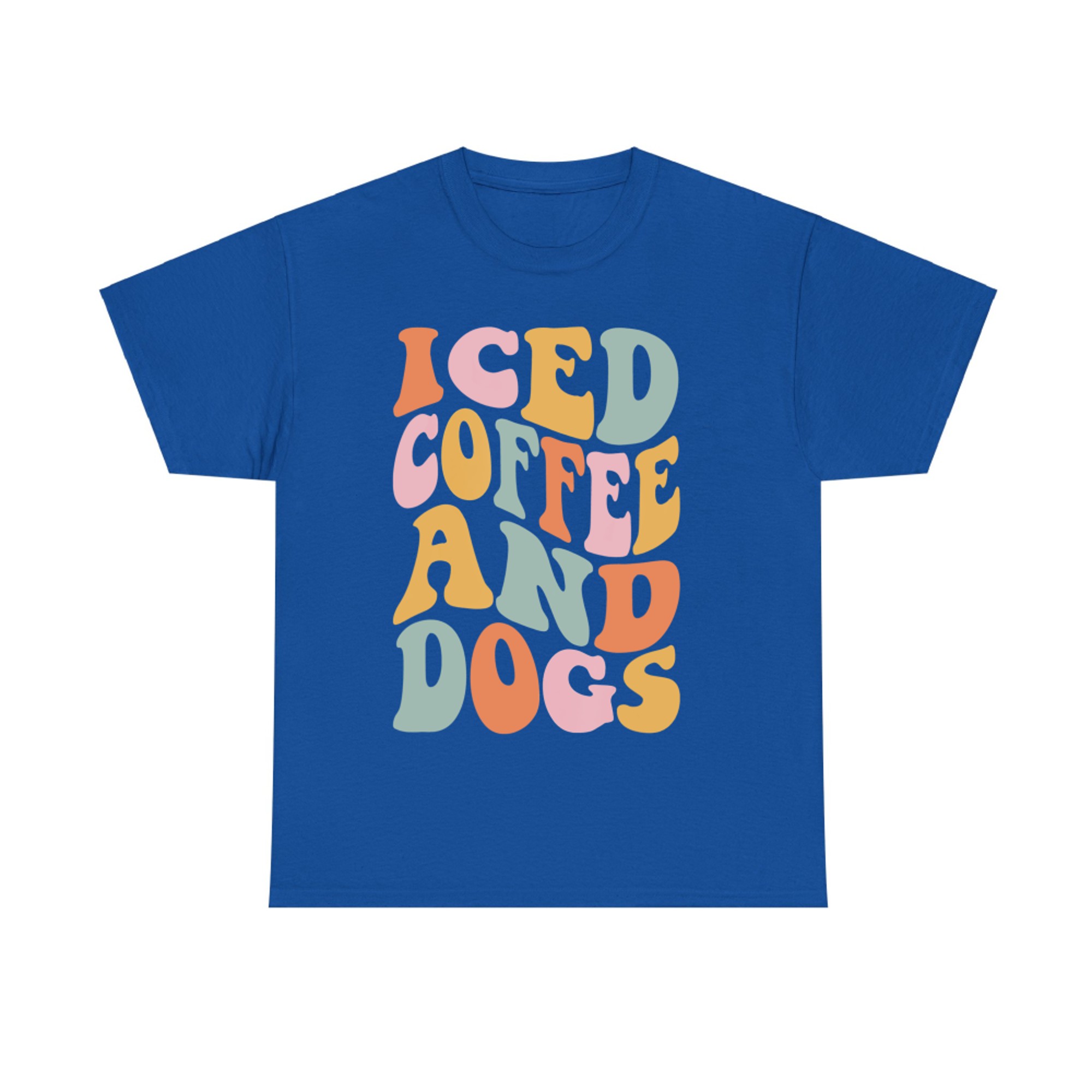 Iced Coffee and Dogs Retro Pastel Graphic Funny Dog Mom T-Shirt