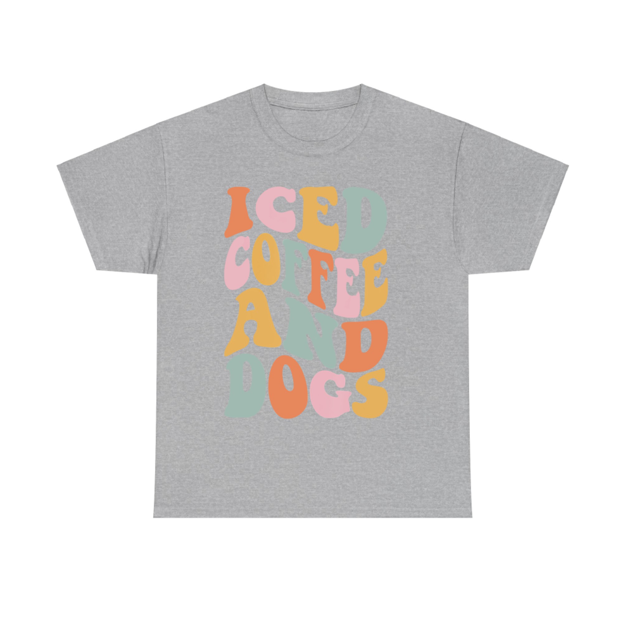 Iced Coffee and Dogs Retro Pastel Graphic Funny Dog Mom T-Shirt