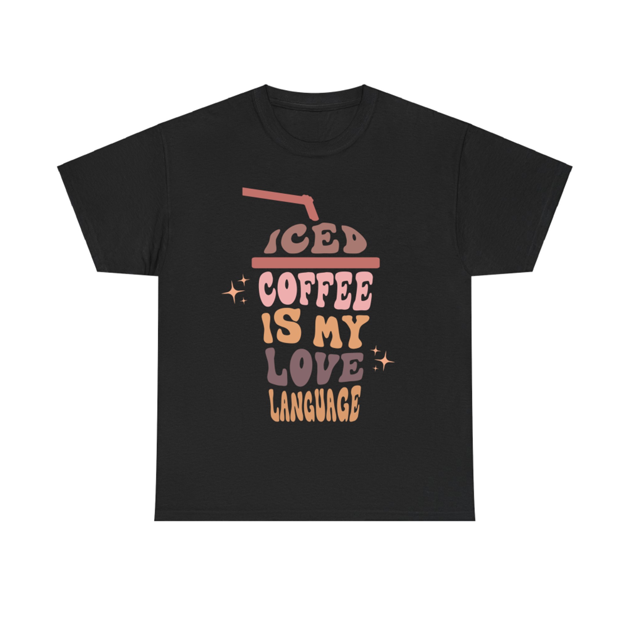 Iced Coffee Is My Love Language Retro Pastel Cup Coffee Quote T-Shirt