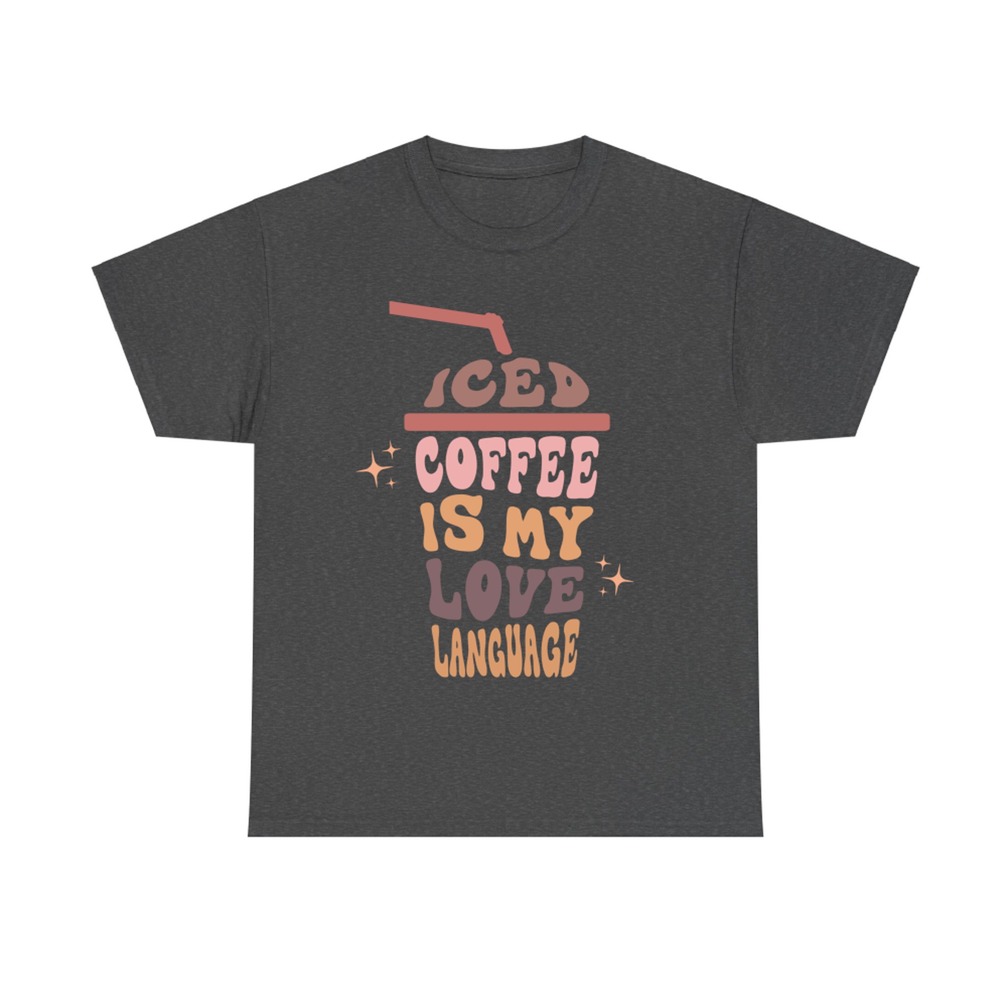 Iced Coffee Is My Love Language Retro Pastel Cup Coffee Quote T-Shirt