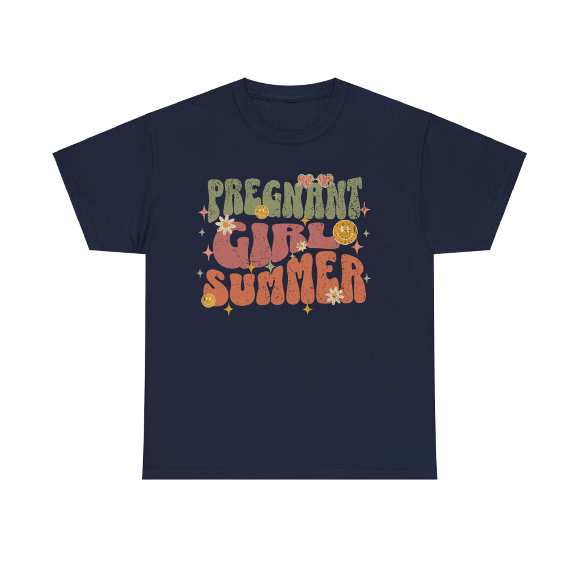 Vintage Pregnant Girl Retro Funny Cute Summer Aesthetic T-Shirt
