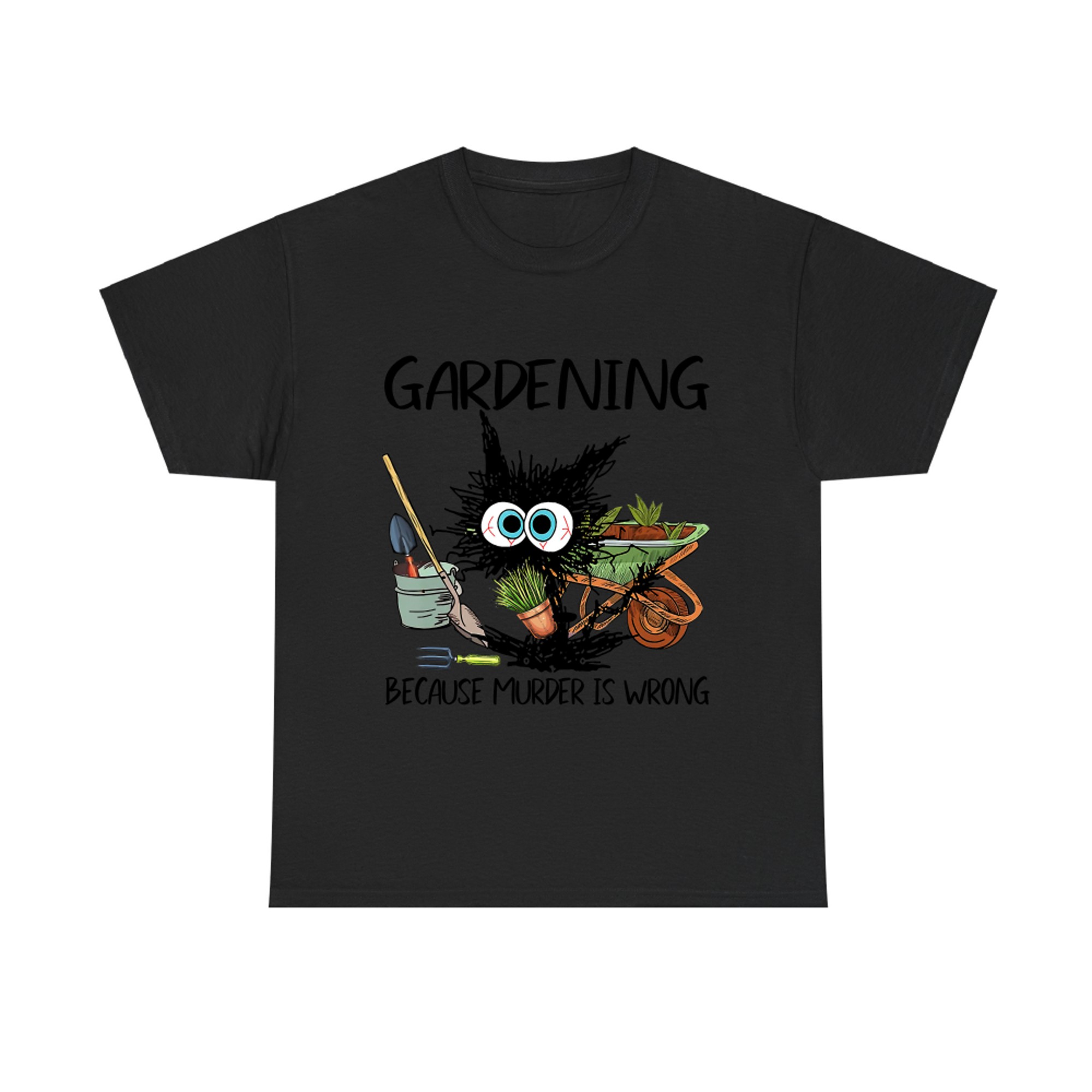 Black Cat Do Gardening Because Murder Is Wrong T-Shirt concept Light Pink