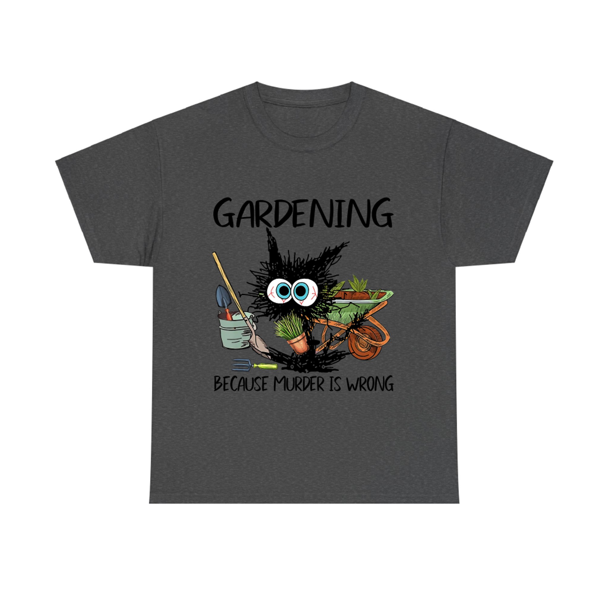 Black Cat Do Gardening Because Murder Is Wrong T-Shirt concept Light Pink
