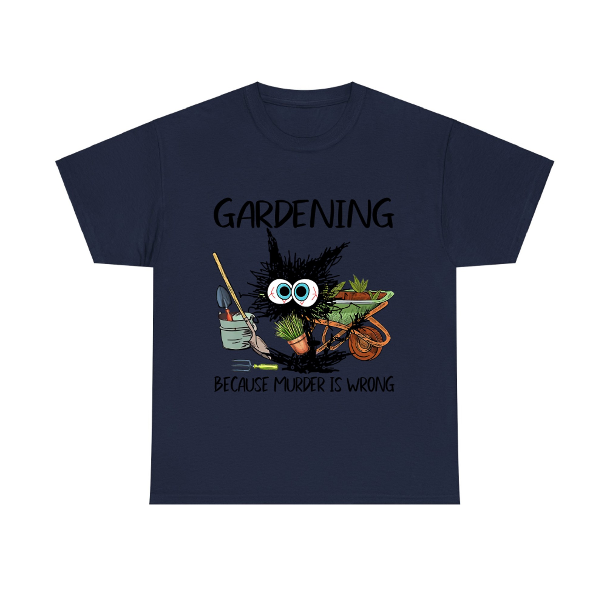 Black Cat Do Gardening Because Murder Is Wrong T-Shirt concept Light Pink