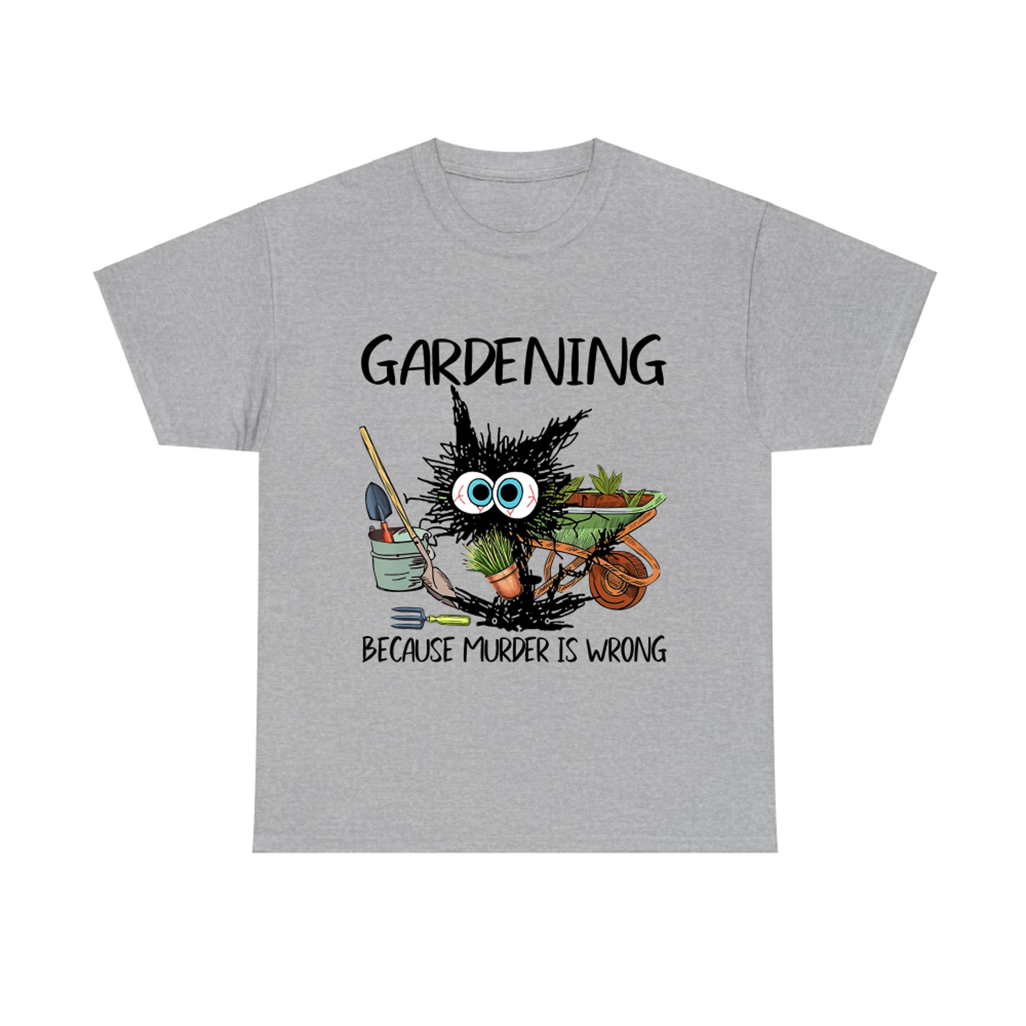 Black Cat Do Gardening Because Murder Is Wrong T-Shirt concept Light Pink