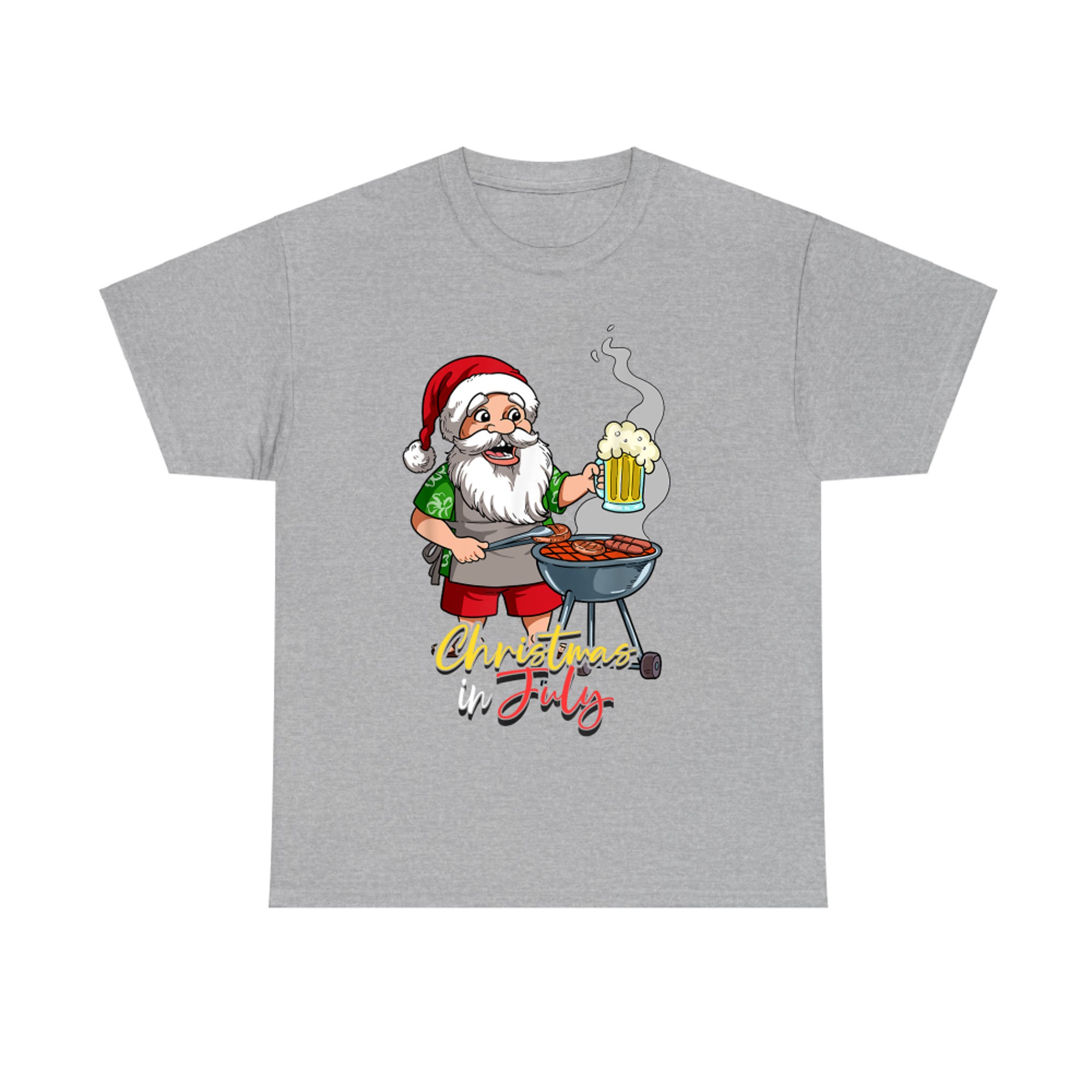 Christmas in July BBQ Santa Grilling Drinking Beer T-Shirt