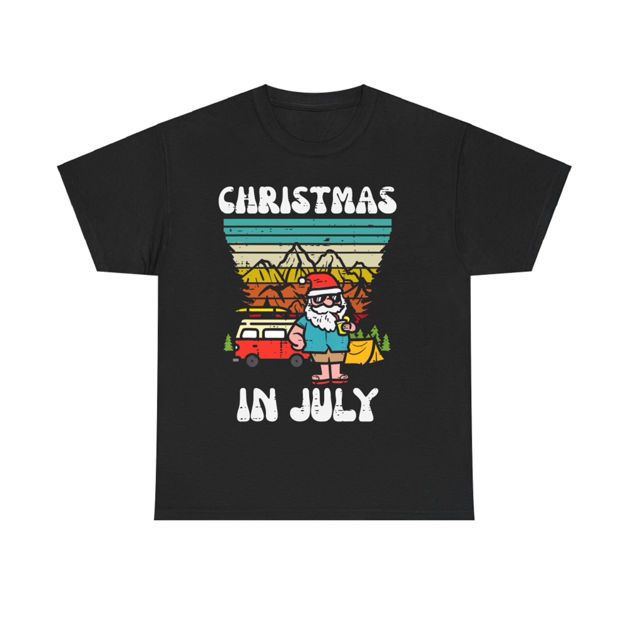 Christmas In July Camper Van Santa Retro Xmas T-Shirt