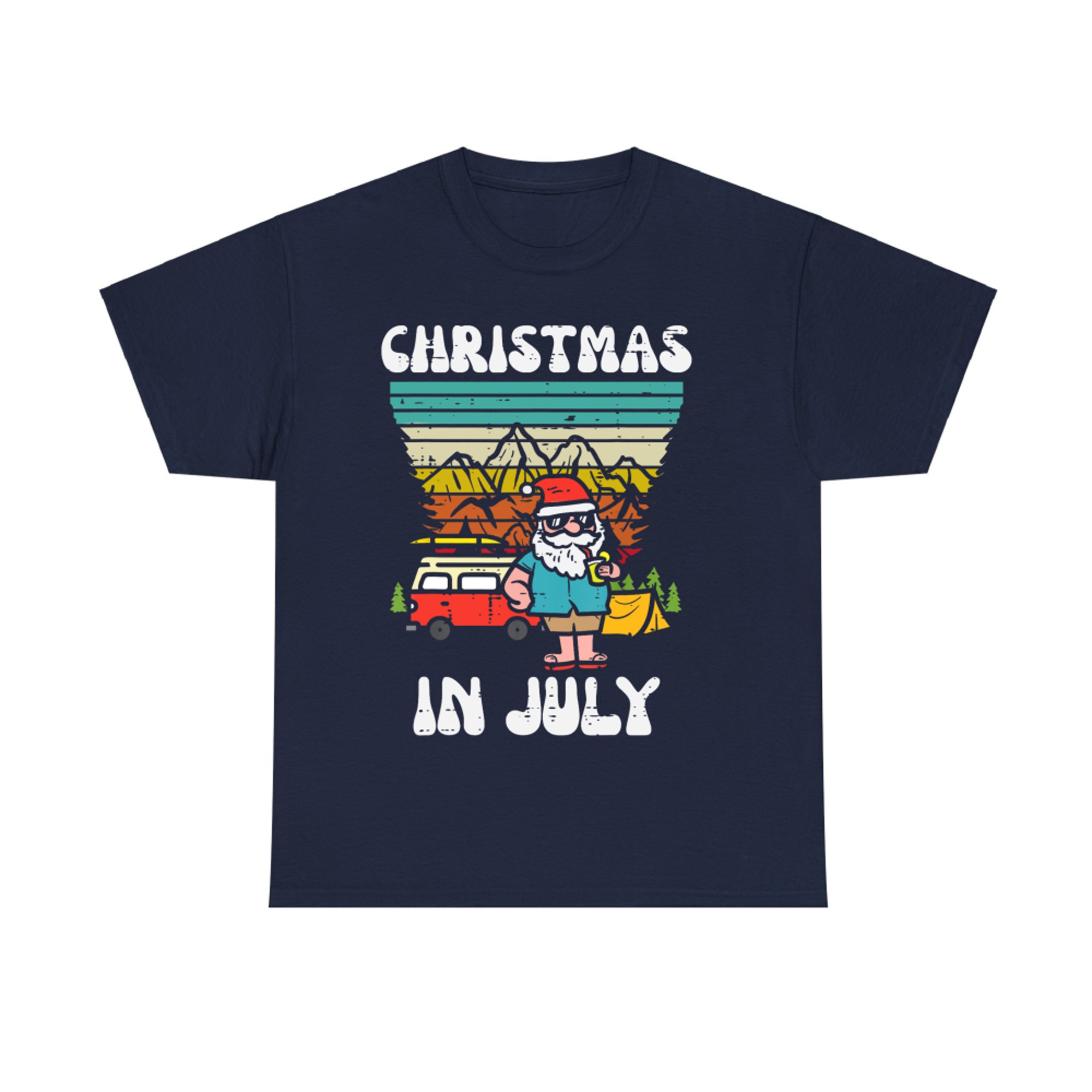 Christmas In July Camper Van Santa Retro Xmas T-Shirt