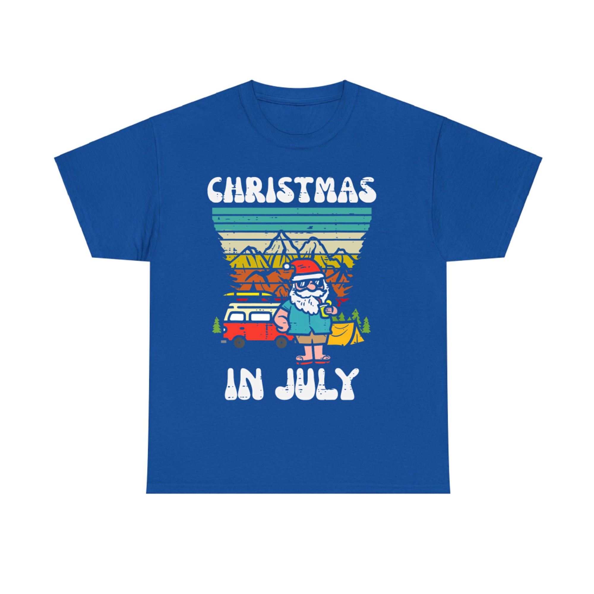 Christmas In July Camper Van Santa Retro Xmas T-Shirt