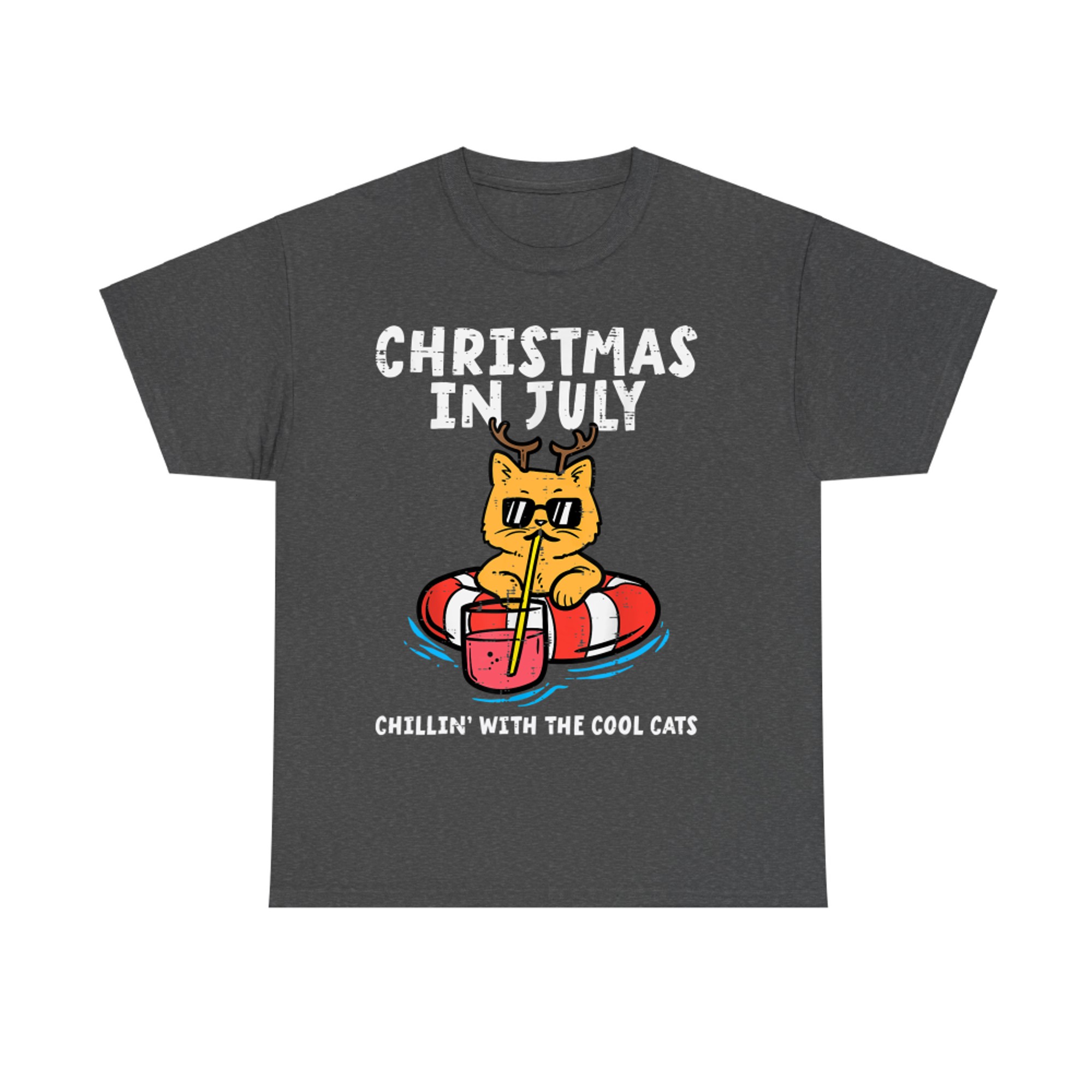 Christmas In July Chillin Cool Cats Funny Meowy Xmas Summer T-Shirt